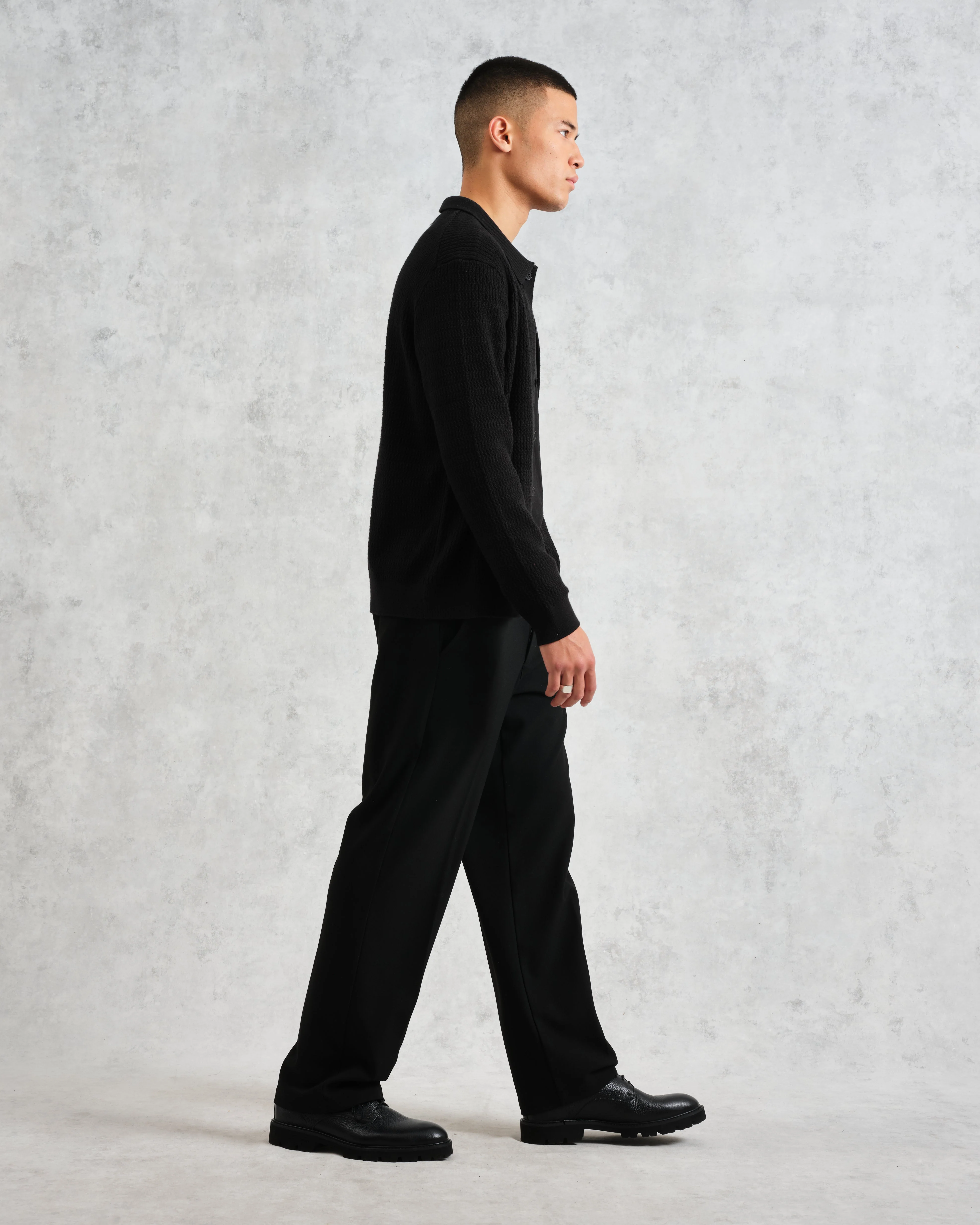 Tristan - Black Cable Stitch Knitted Shirt - Image 5