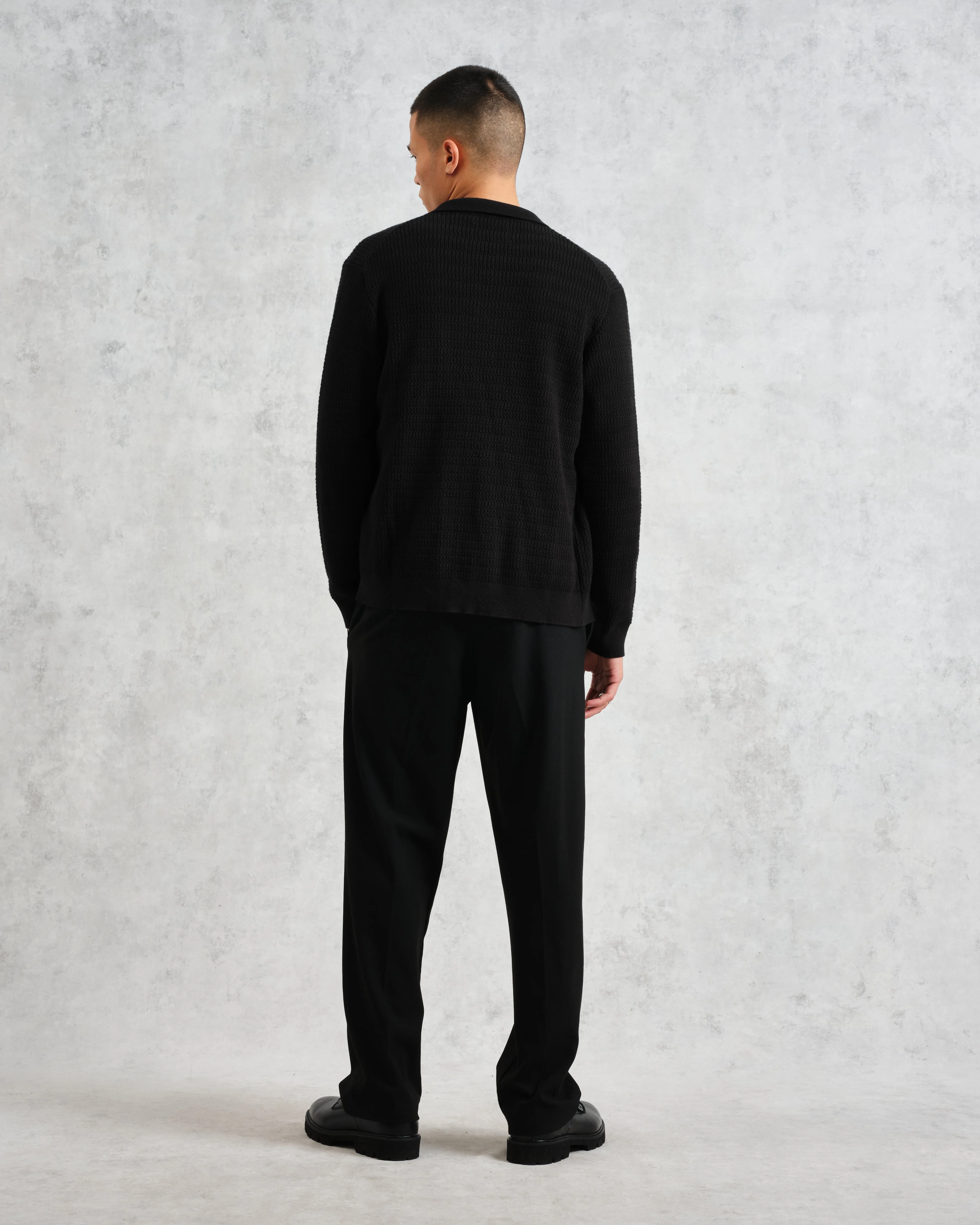 Tristan - Black Cable Stitch Knitted Shirt - Image 6