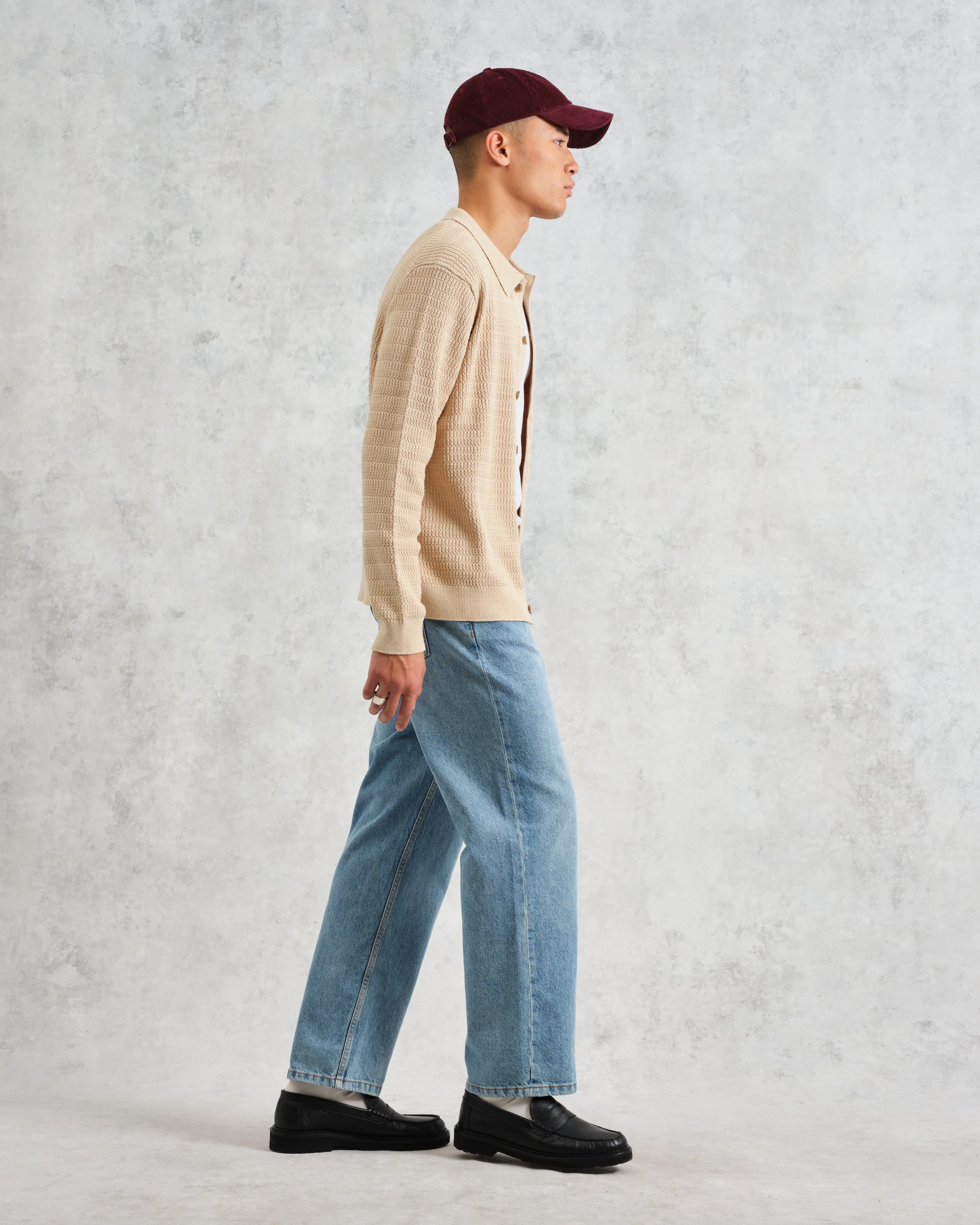 Tristan - Sand Cable Stitch Knitted Shirt - Image 6