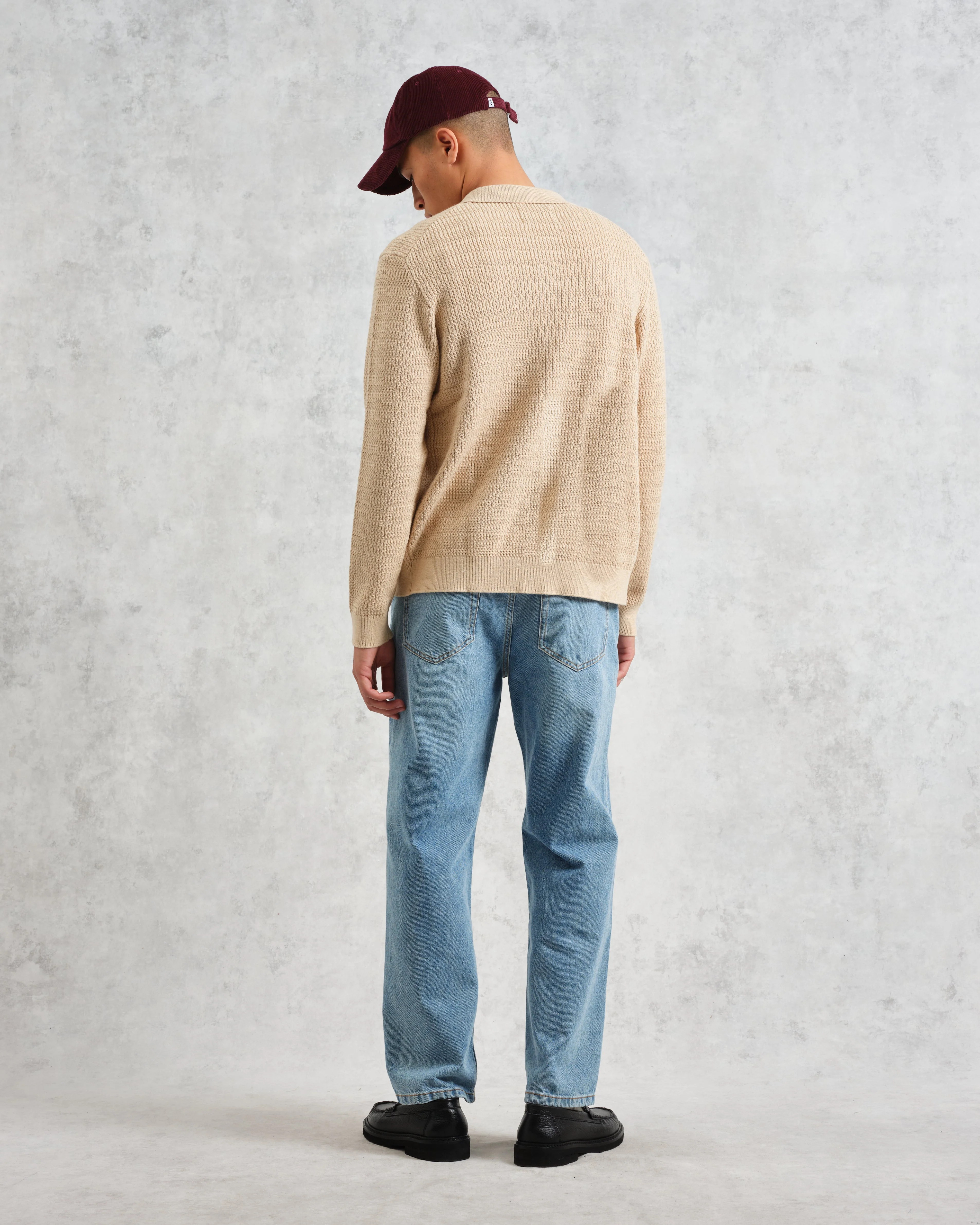 Tristan - Sand Cable Stitch Knitted Shirt - Image 7