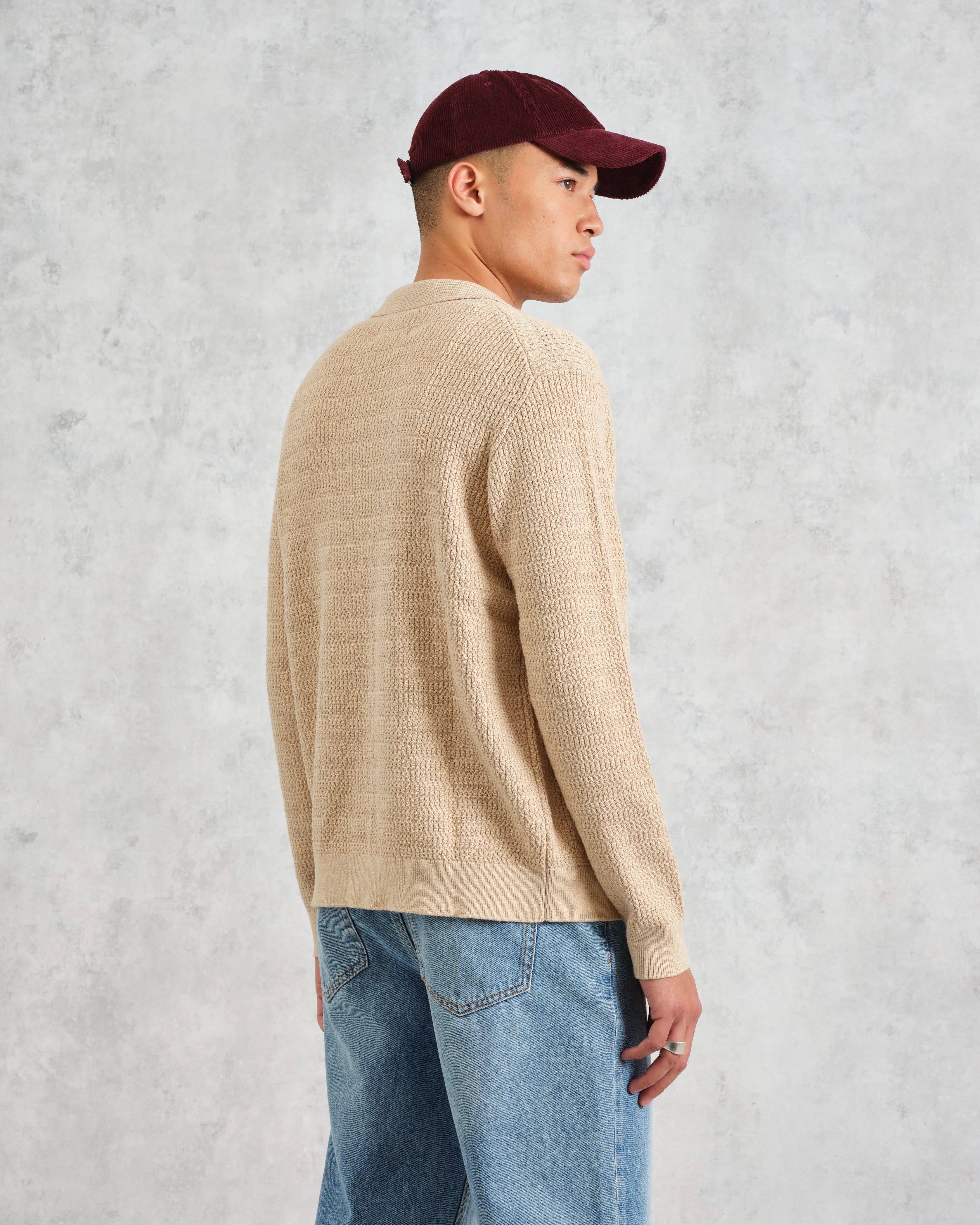 Tristan - Sand Cable Stitch Knitted Shirt - Image 8