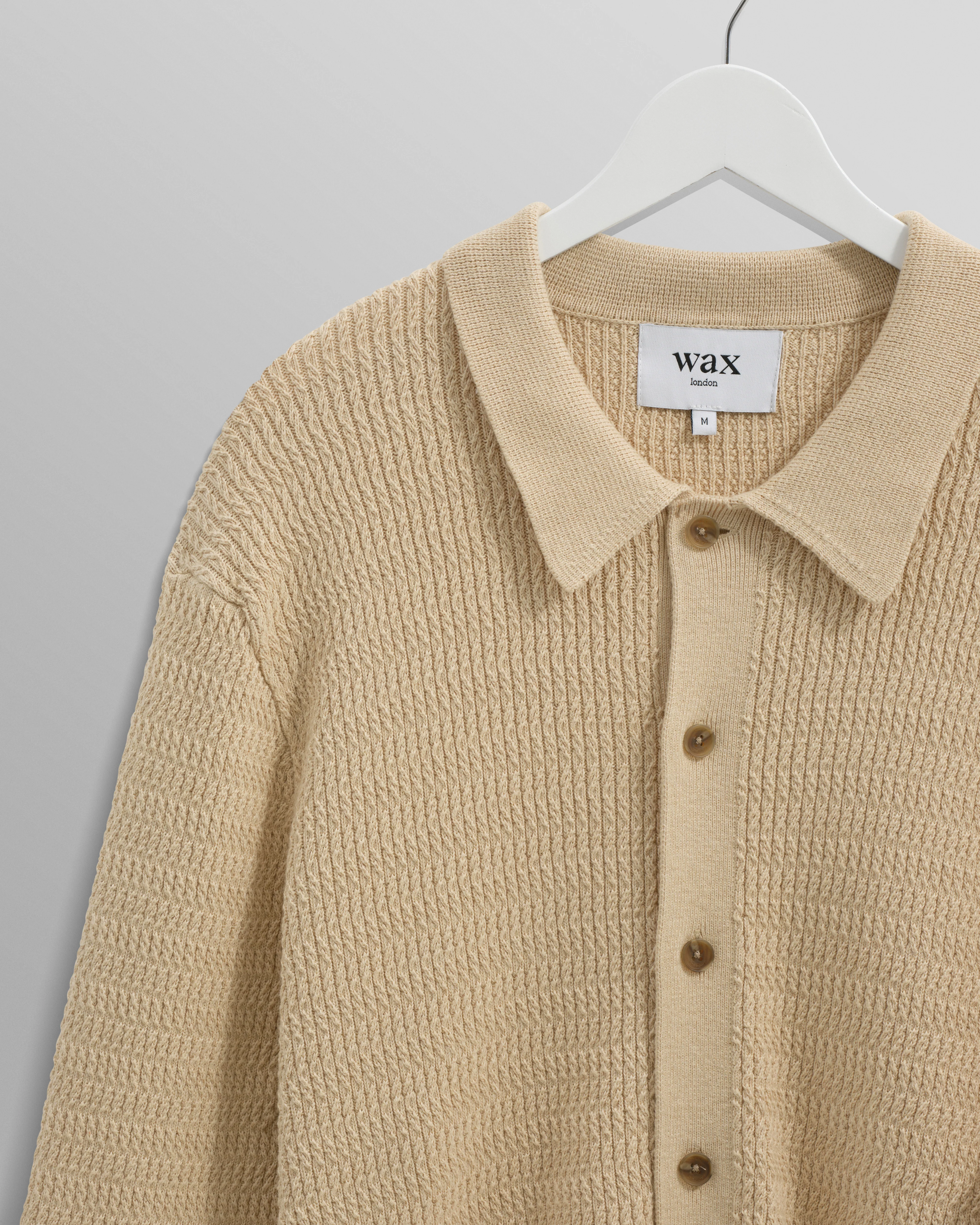 Tristan - Sand Cable Stitch Knitted Shirt - Image 9