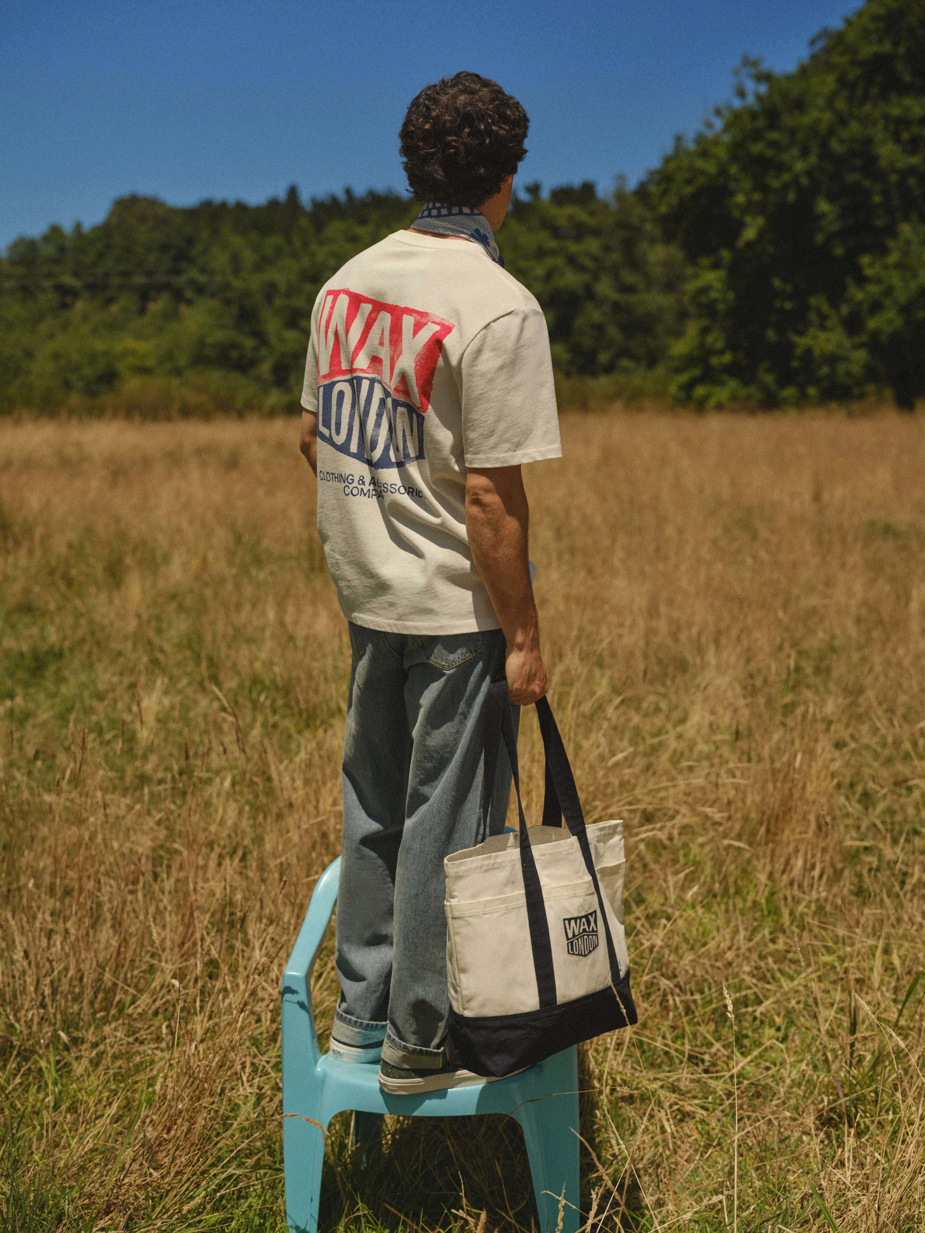 Truman - Ecru And Navy Canvas Tote Bag - Image 3