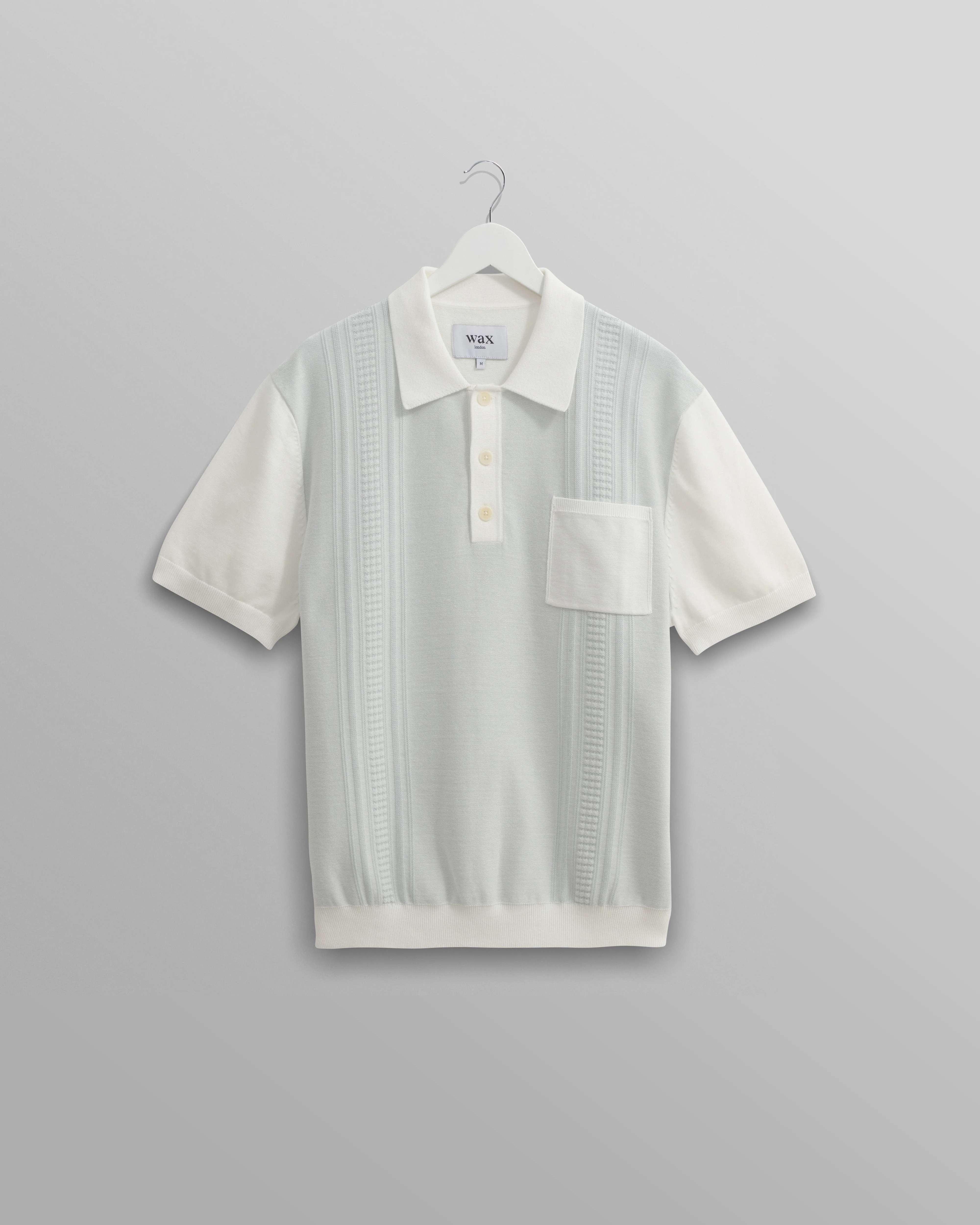 Turin - Blue And Ecru Retro Stripe Knitted Cotton Polo