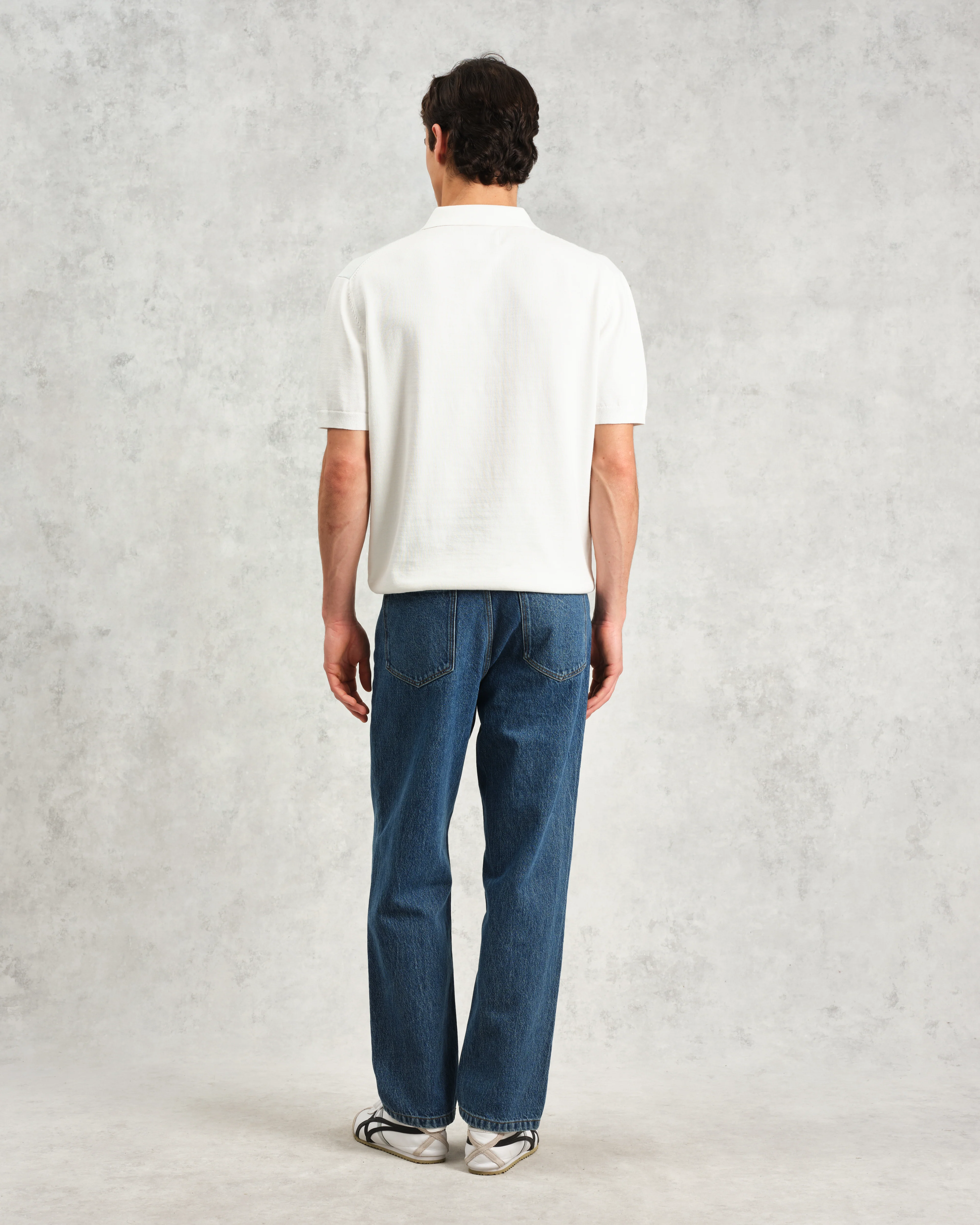 Turin - Blue And Ecru Retro Stripe Knitted Cotton Polo - Image 7