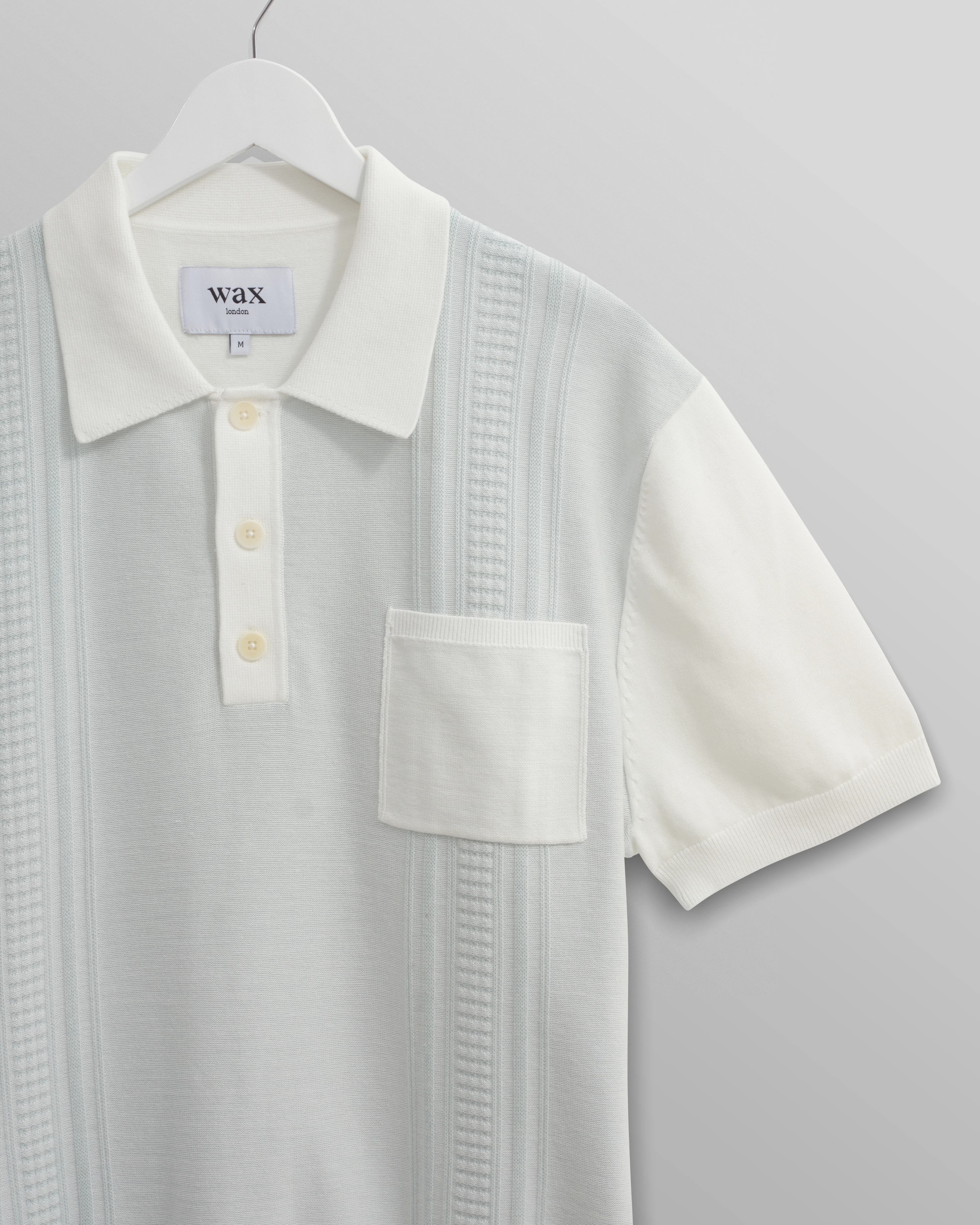 Turin - Blue And Ecru Retro Stripe Knitted Cotton Polo - Image 9