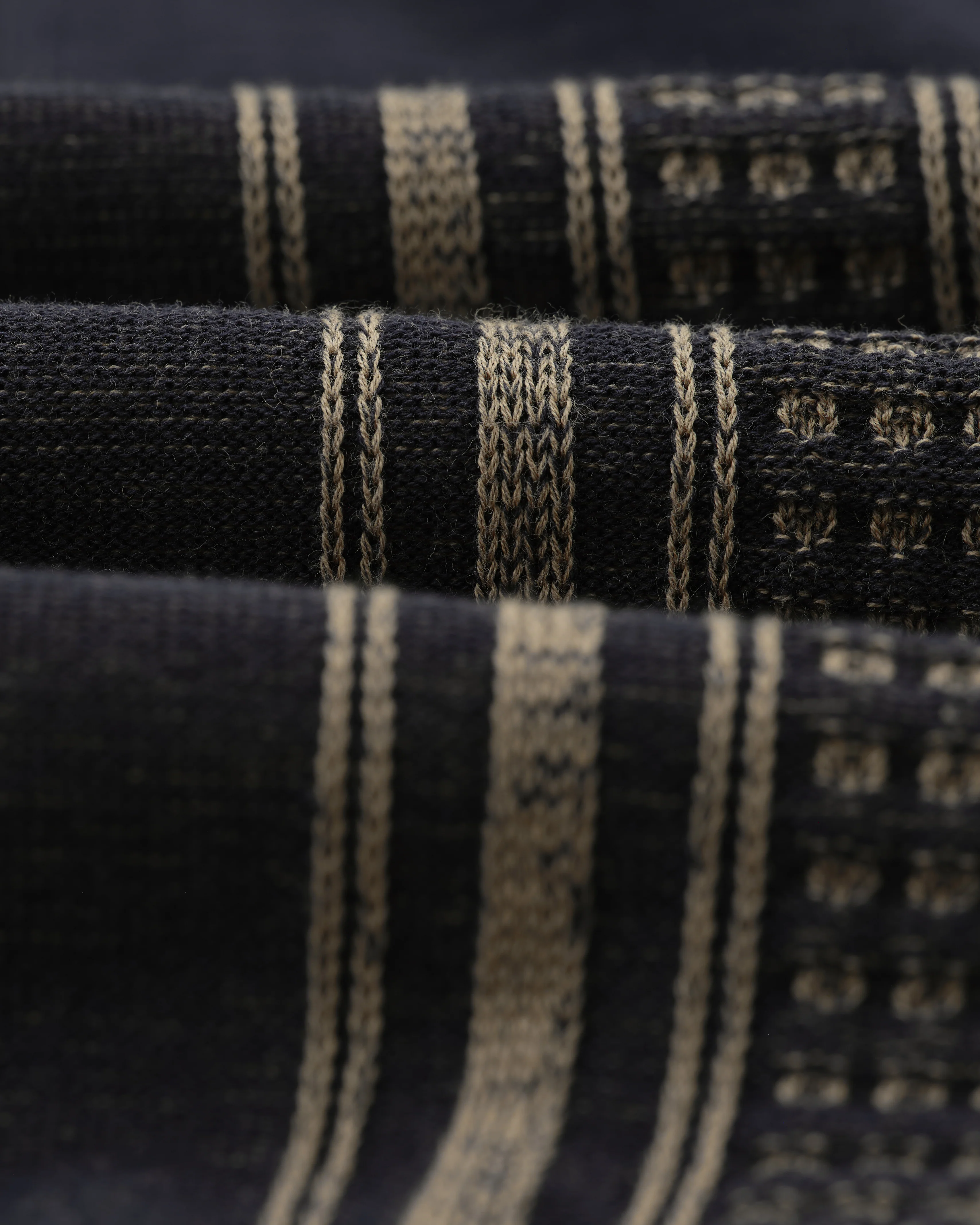 Turin - Navy And Khaki Retro Stripe Knitted Cotton Polo - Image 9