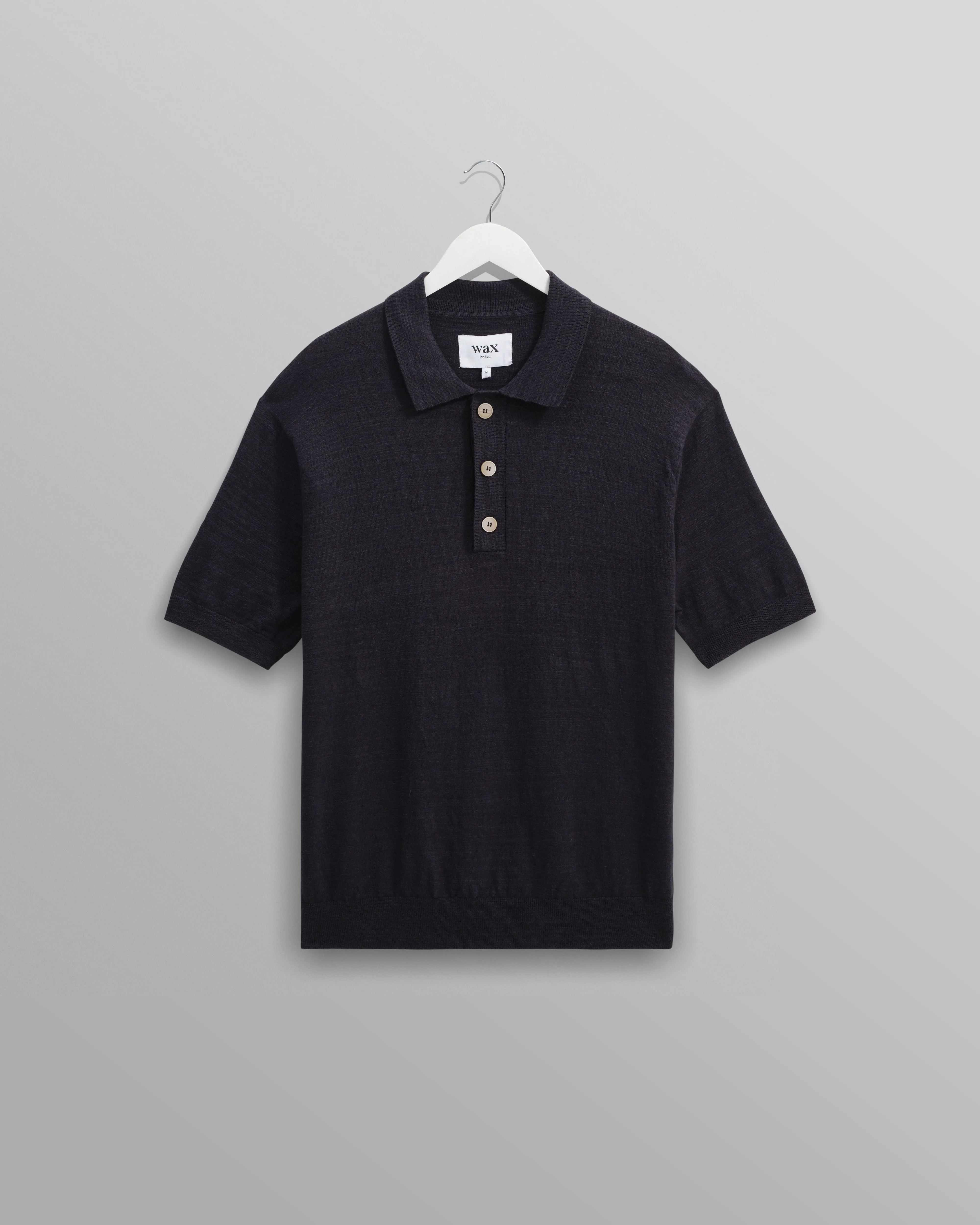Turin - Navy Slub Knitted Cotton-Linen Polo