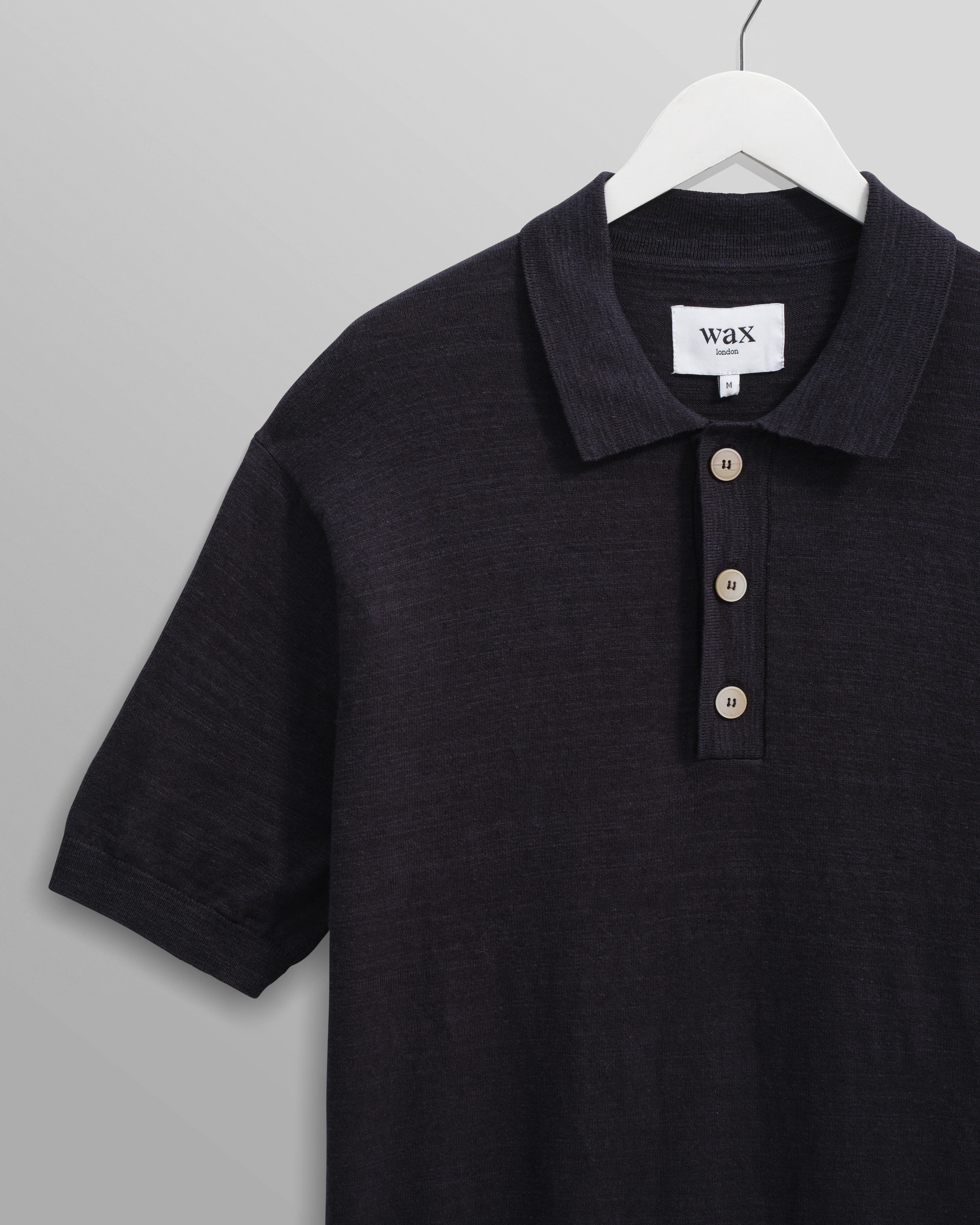 Turin - Navy Slub Knitted Cotton-Linen Polo - Image 8