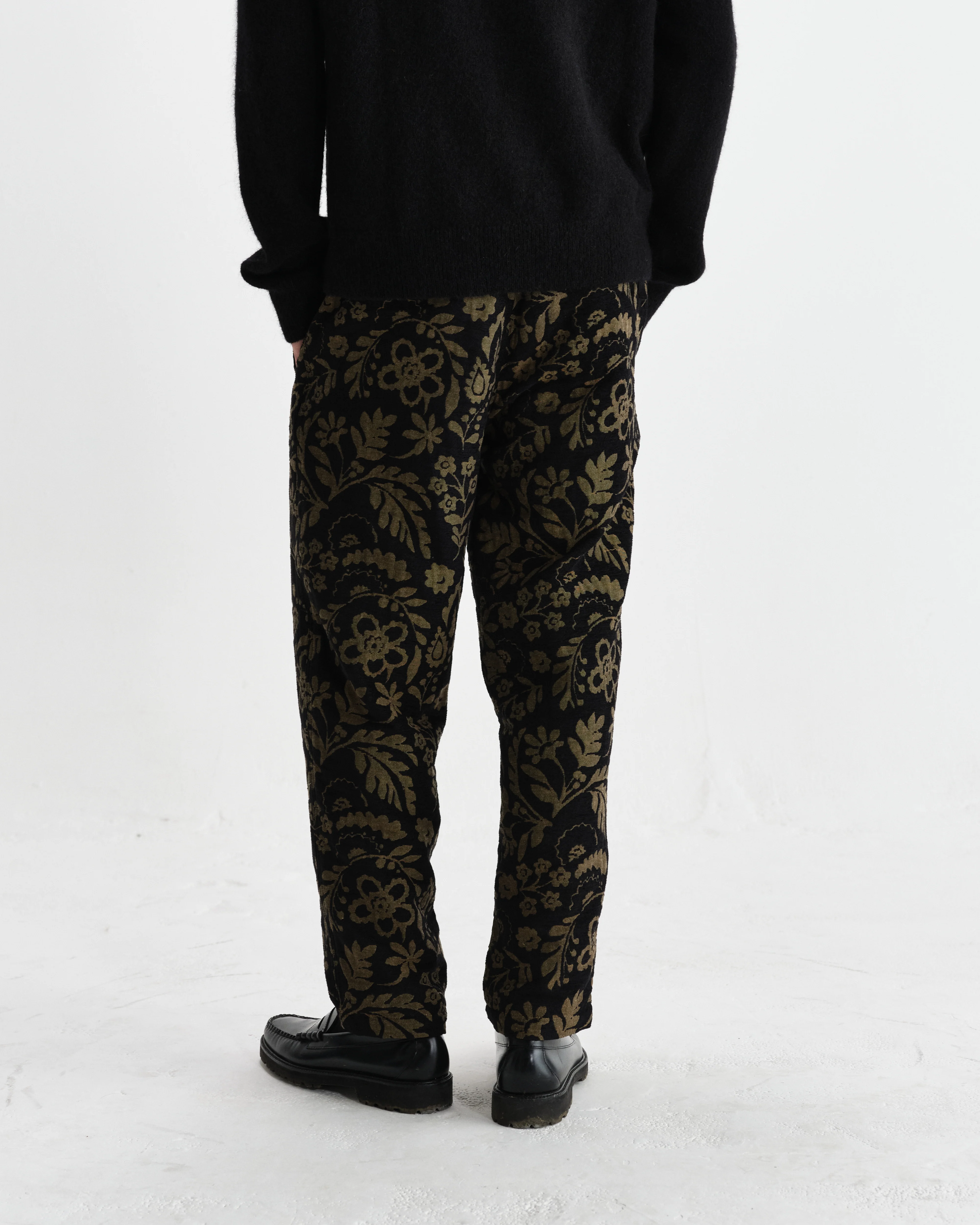 Tyne - Black And Khaki Chenille Jacquard Trousers - Image 5