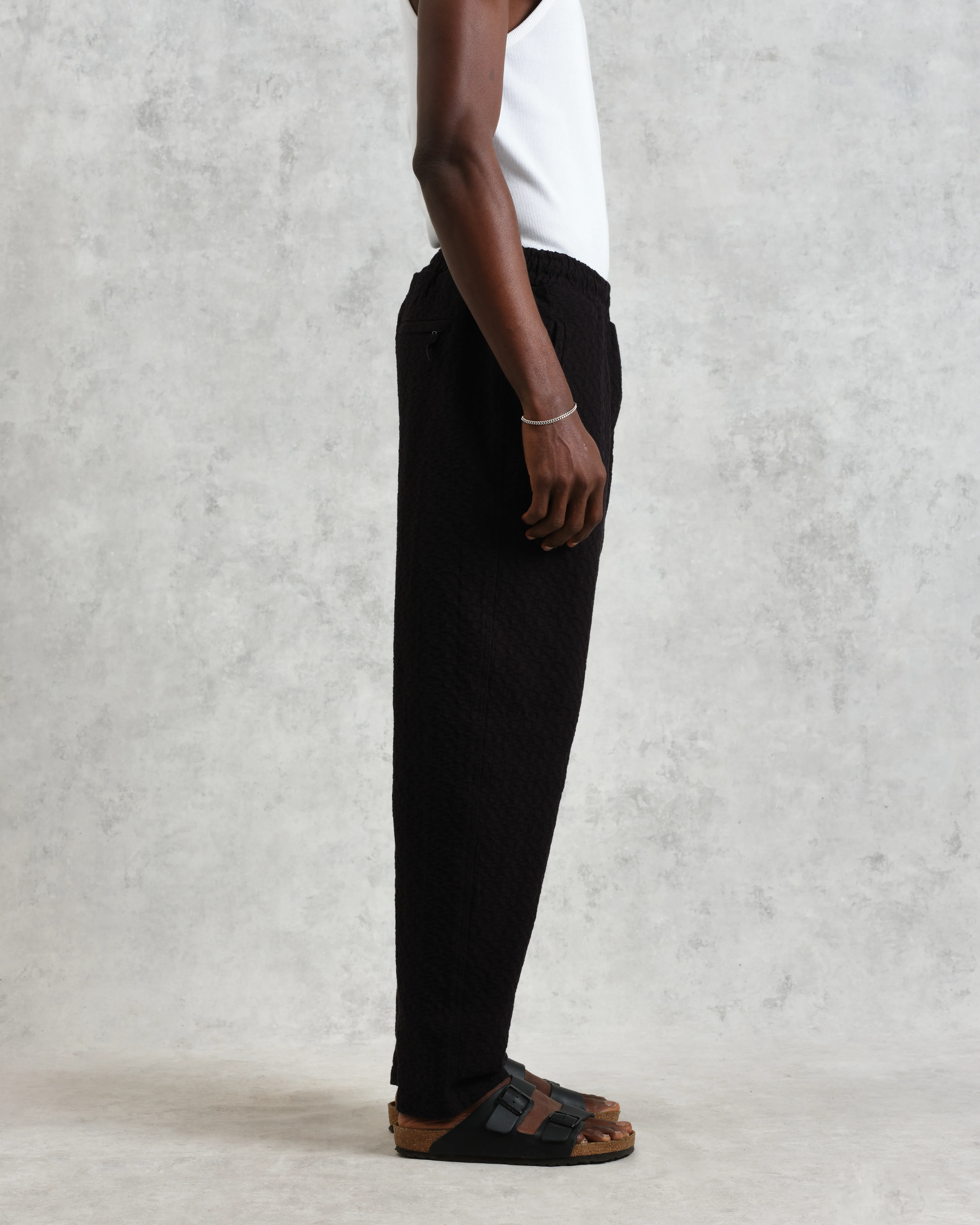 Tyne - Black Floral Diamond Cotton Trousers - Image 6