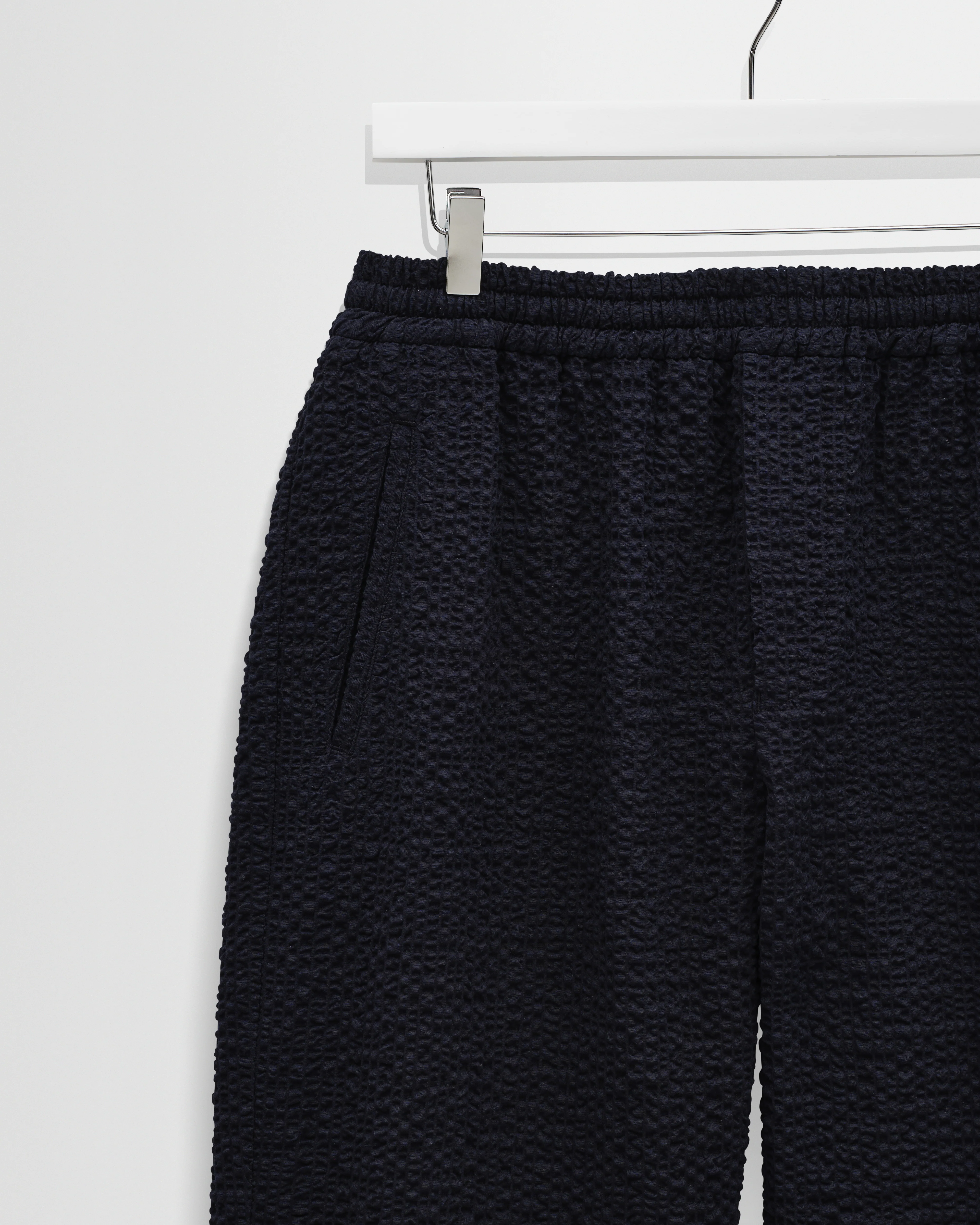 Tyne - Dark Navy Jumbo Seersucker Loose Fit Trousers - Image 6