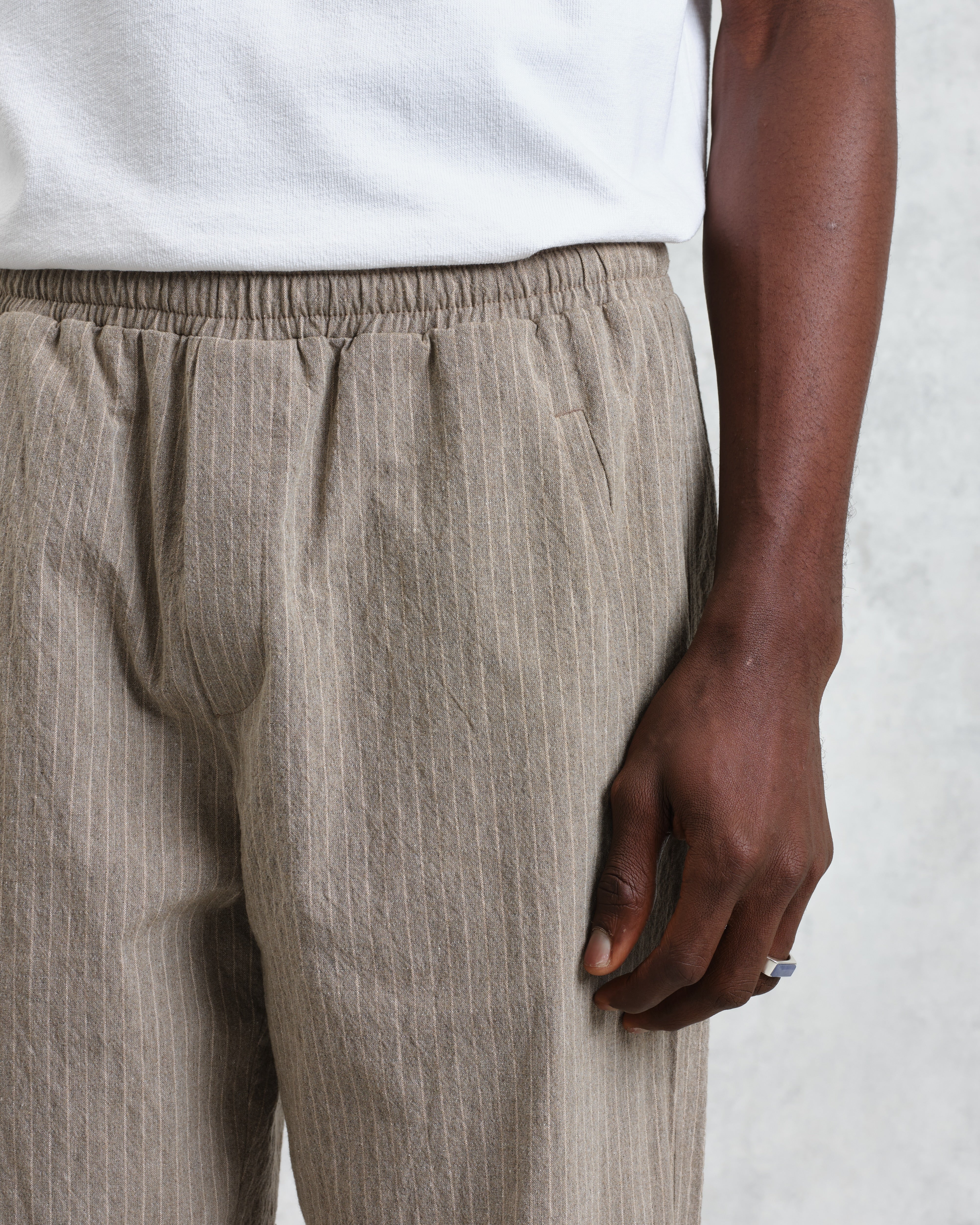 Tyne - Natural Chalk Stripe Trousers - Image 4