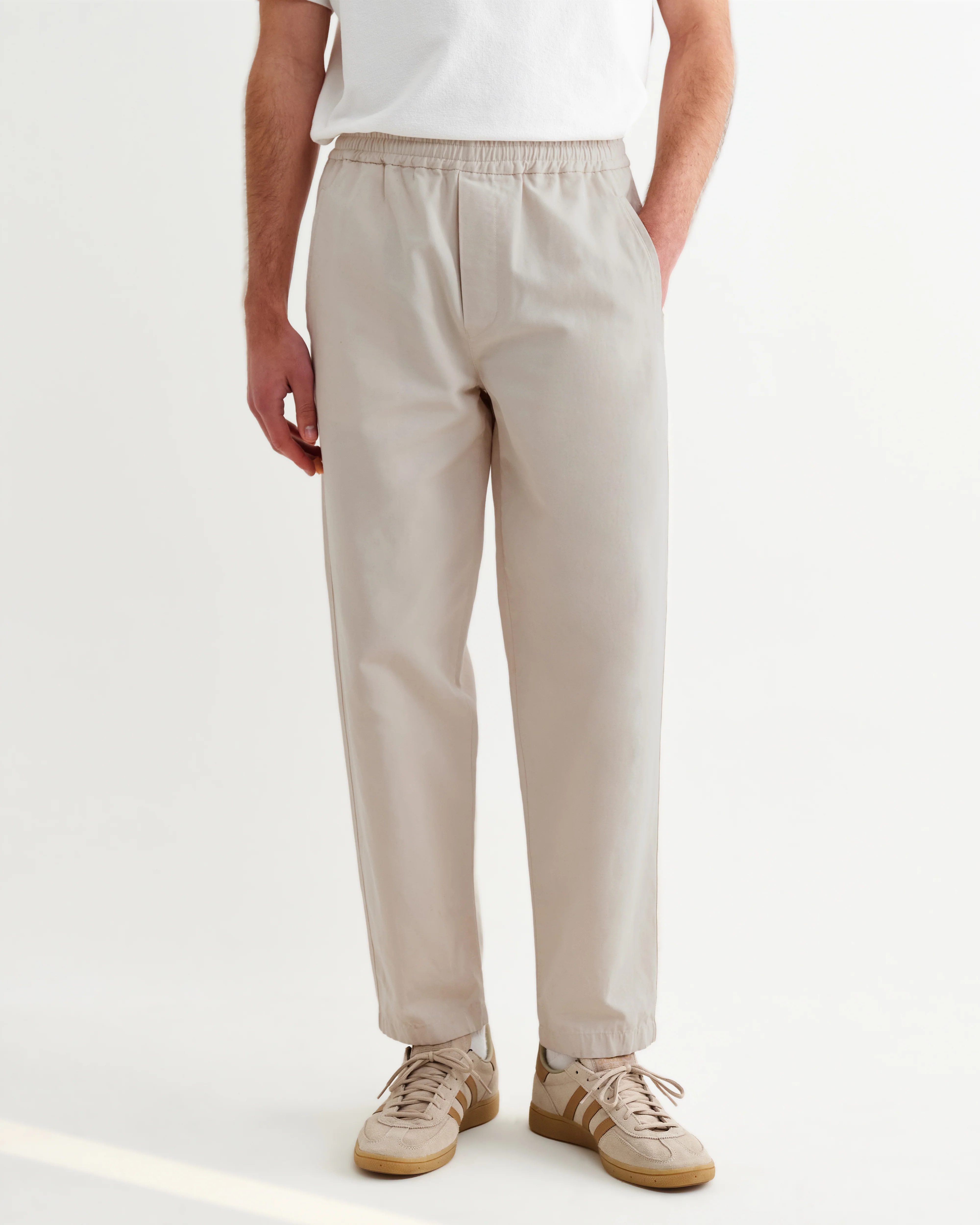 Tyne - Stone Cotton Tencel Loose Fit Trousers - Image 3