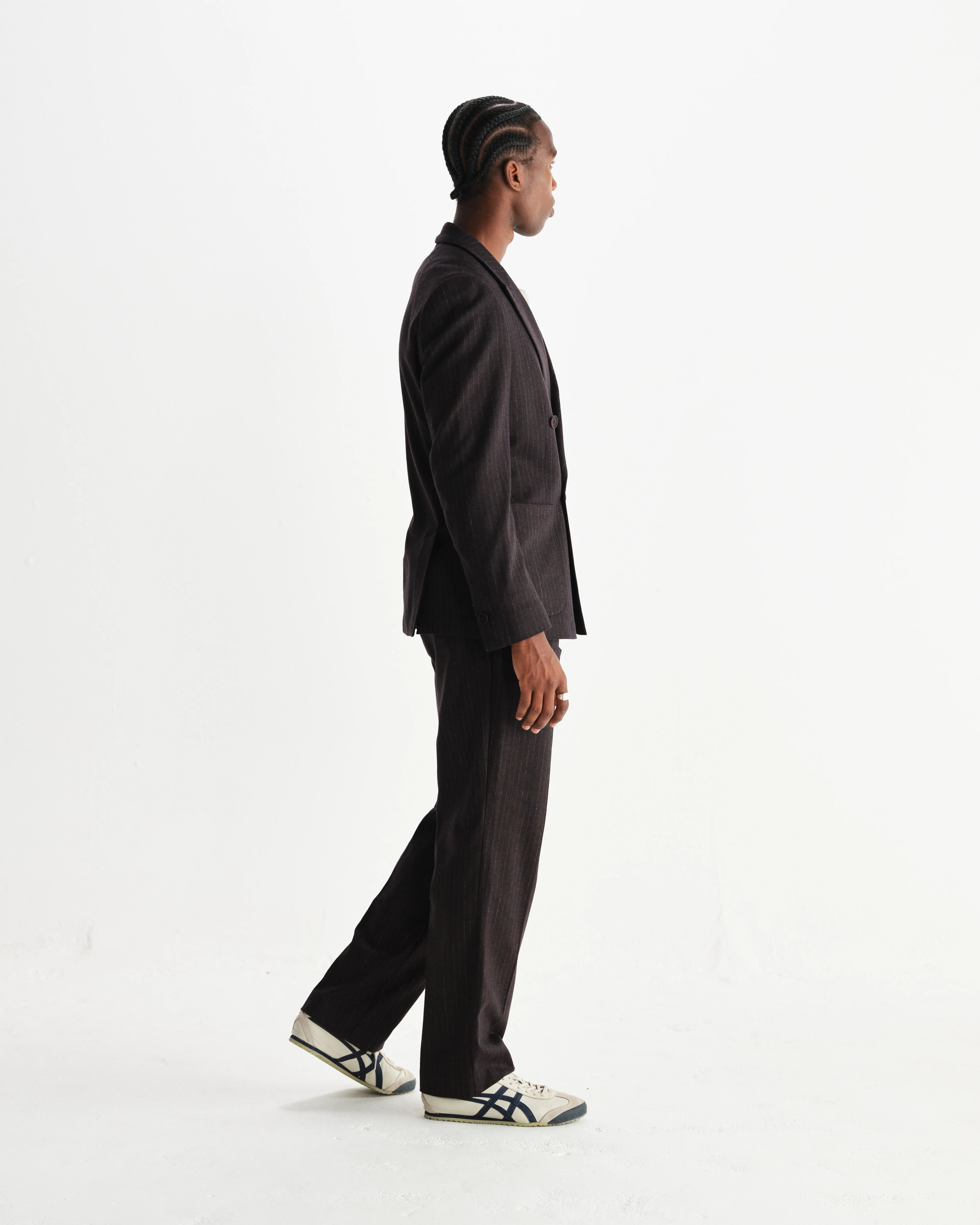 Vigo - Dark Brown Double-Breasted Wool Pinstripe Blazer - Image 5