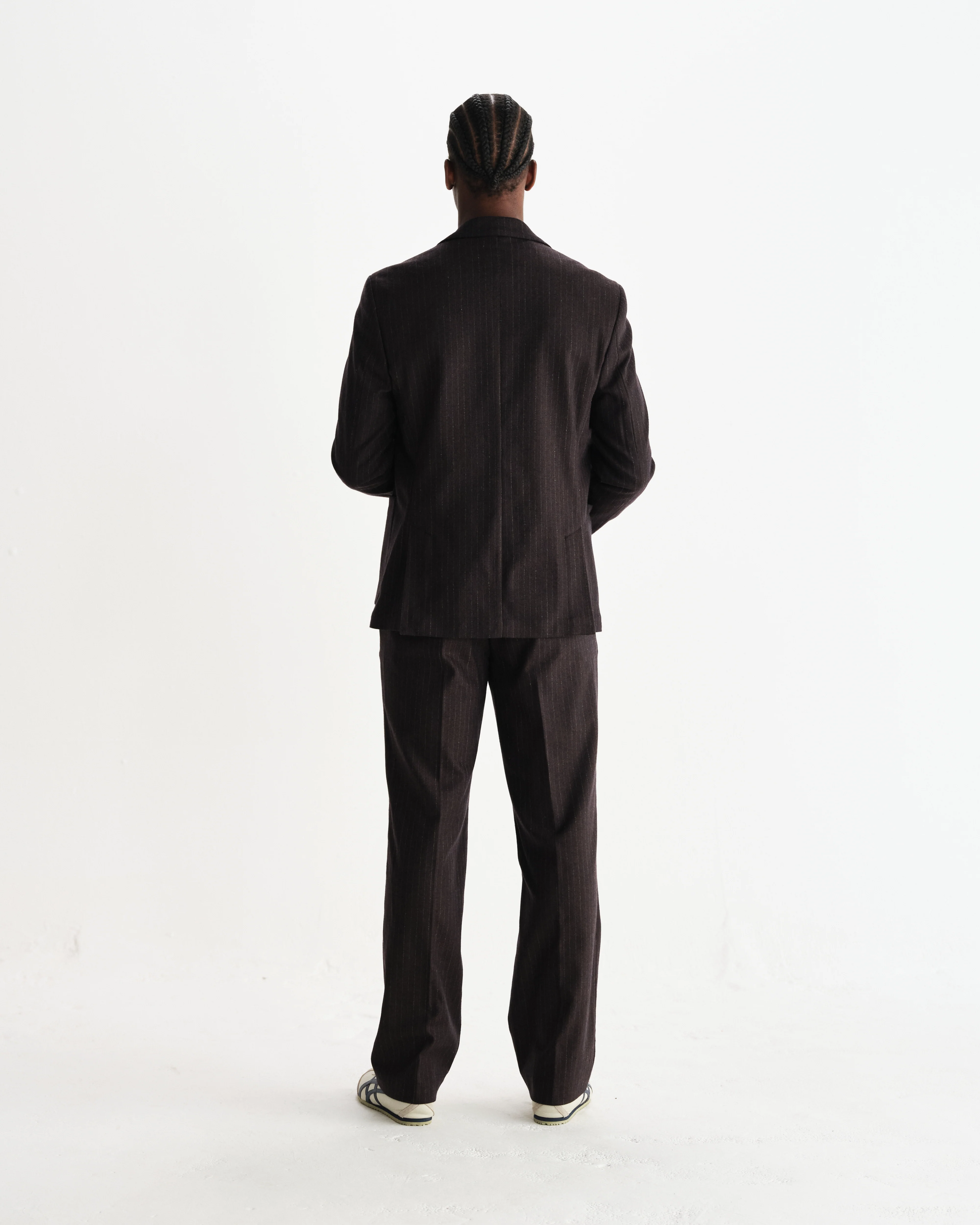 Vigo - Dark Brown Double-Breasted Wool Pinstripe Blazer - Image 6