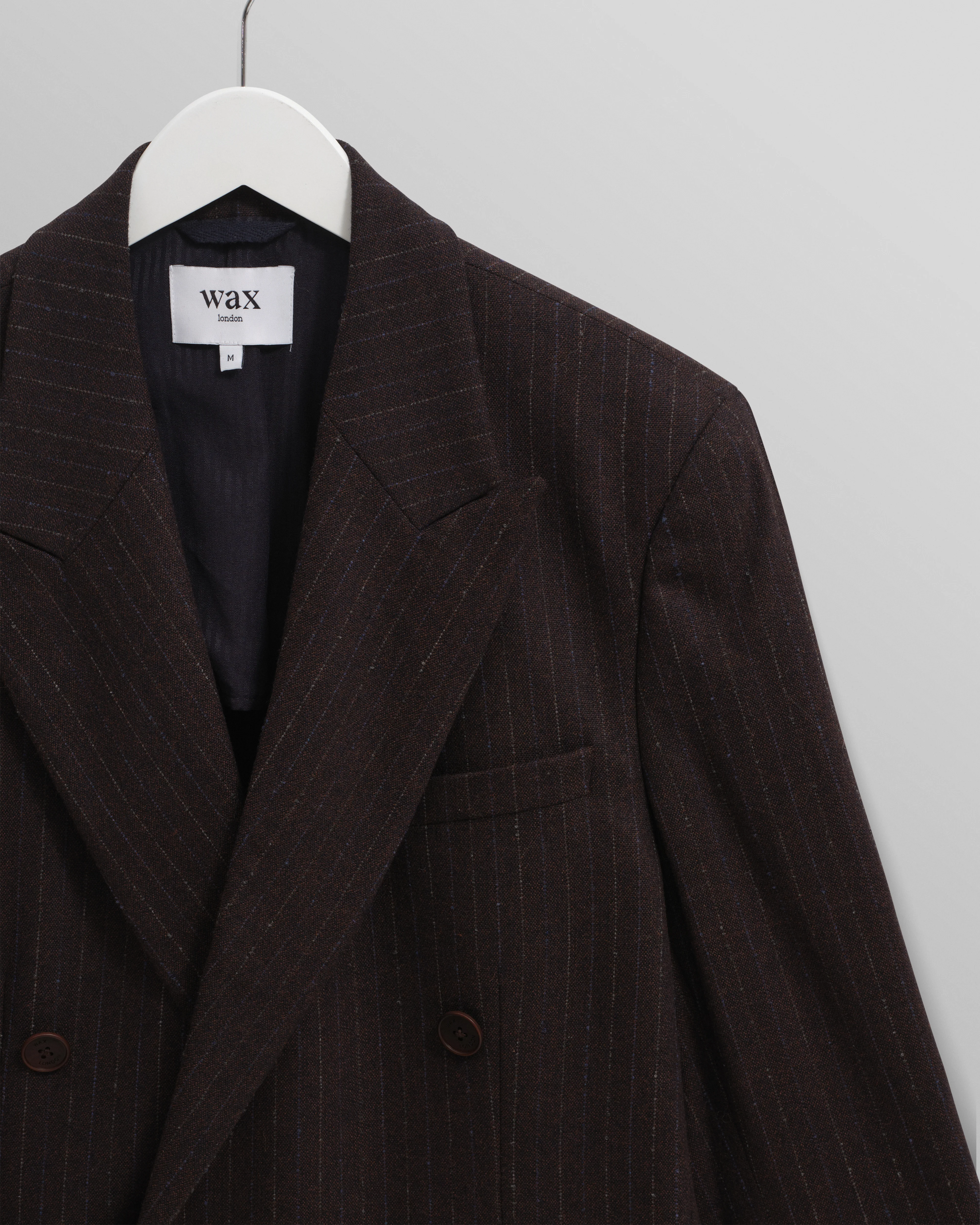 Vigo - Dark Brown Double-Breasted Wool Pinstripe Blazer - Image 7