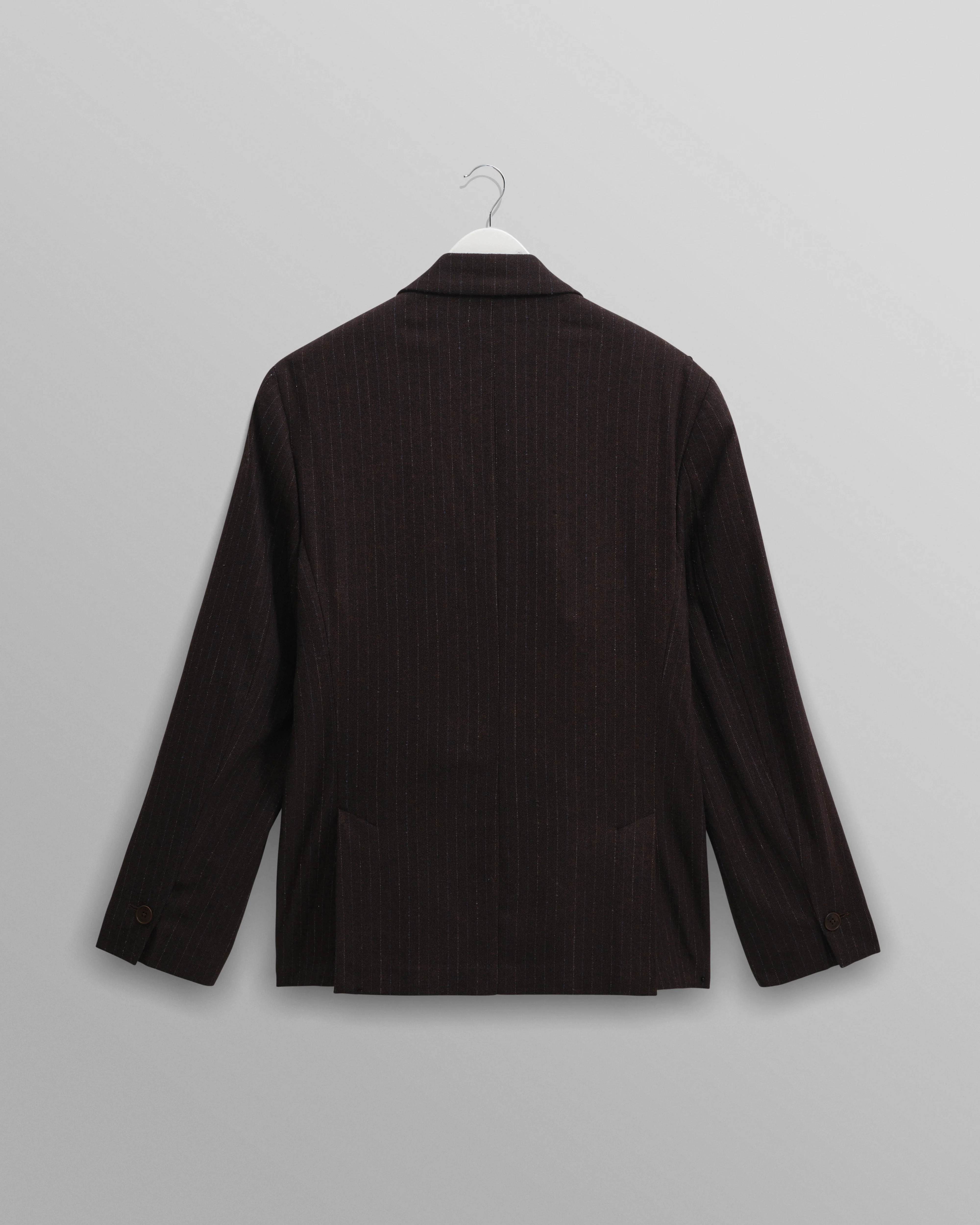 Vigo - Dark Brown Double-Breasted Wool Pinstripe Blazer - Image 8