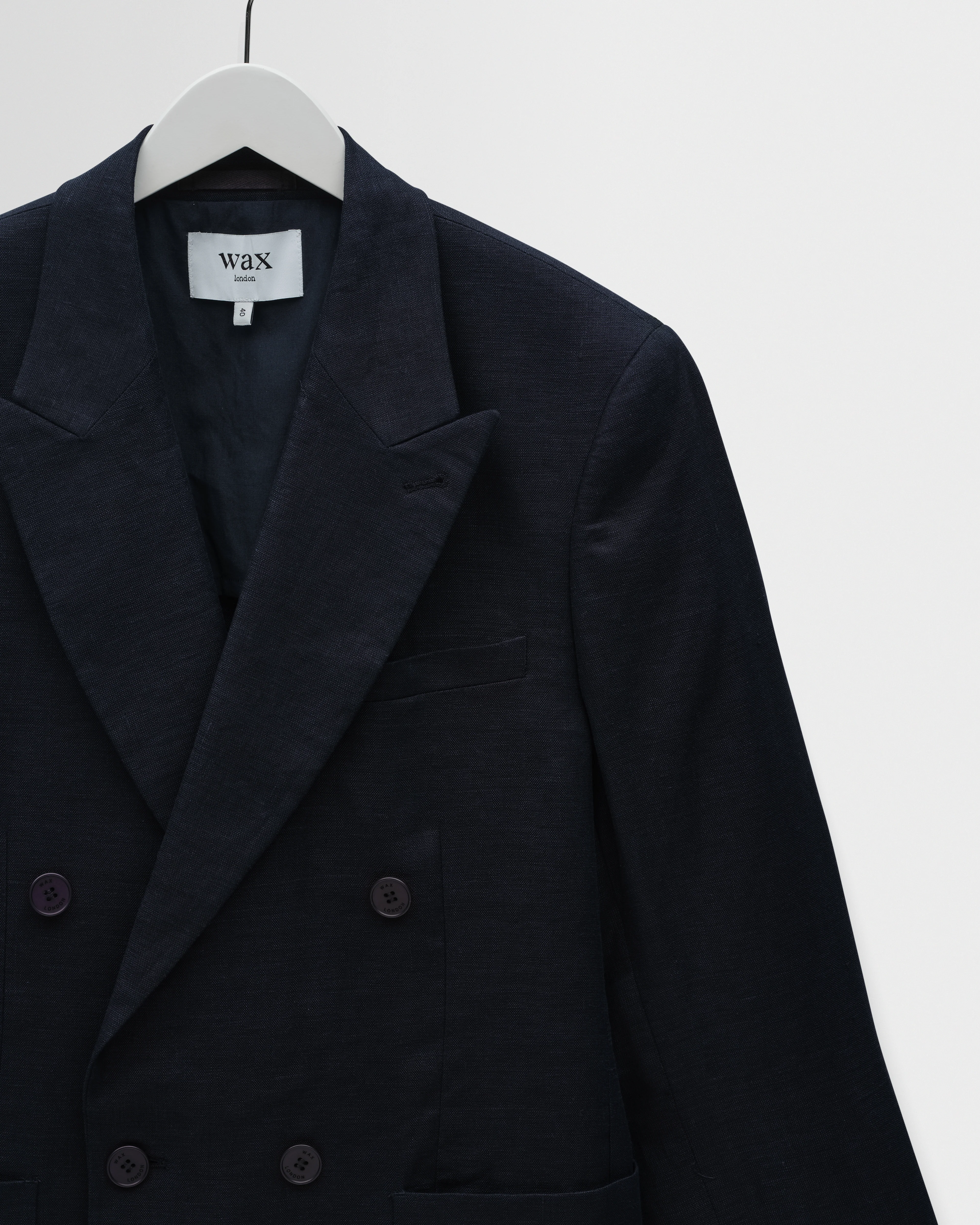 Vigo - Navy Linen Double-Breasted Blazer - Image 10