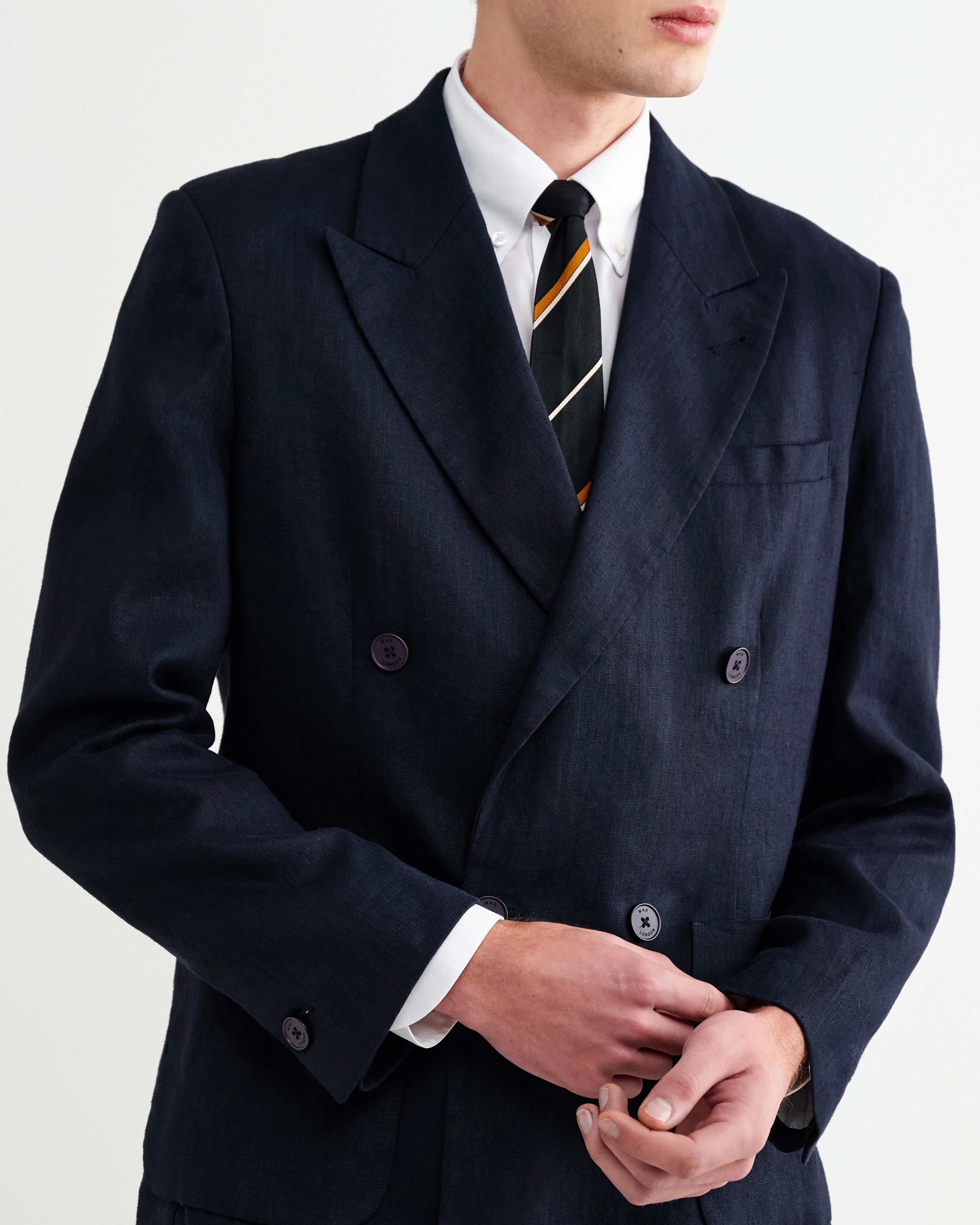 Vigo - Navy Linen Double-Breasted Blazer - Image 4