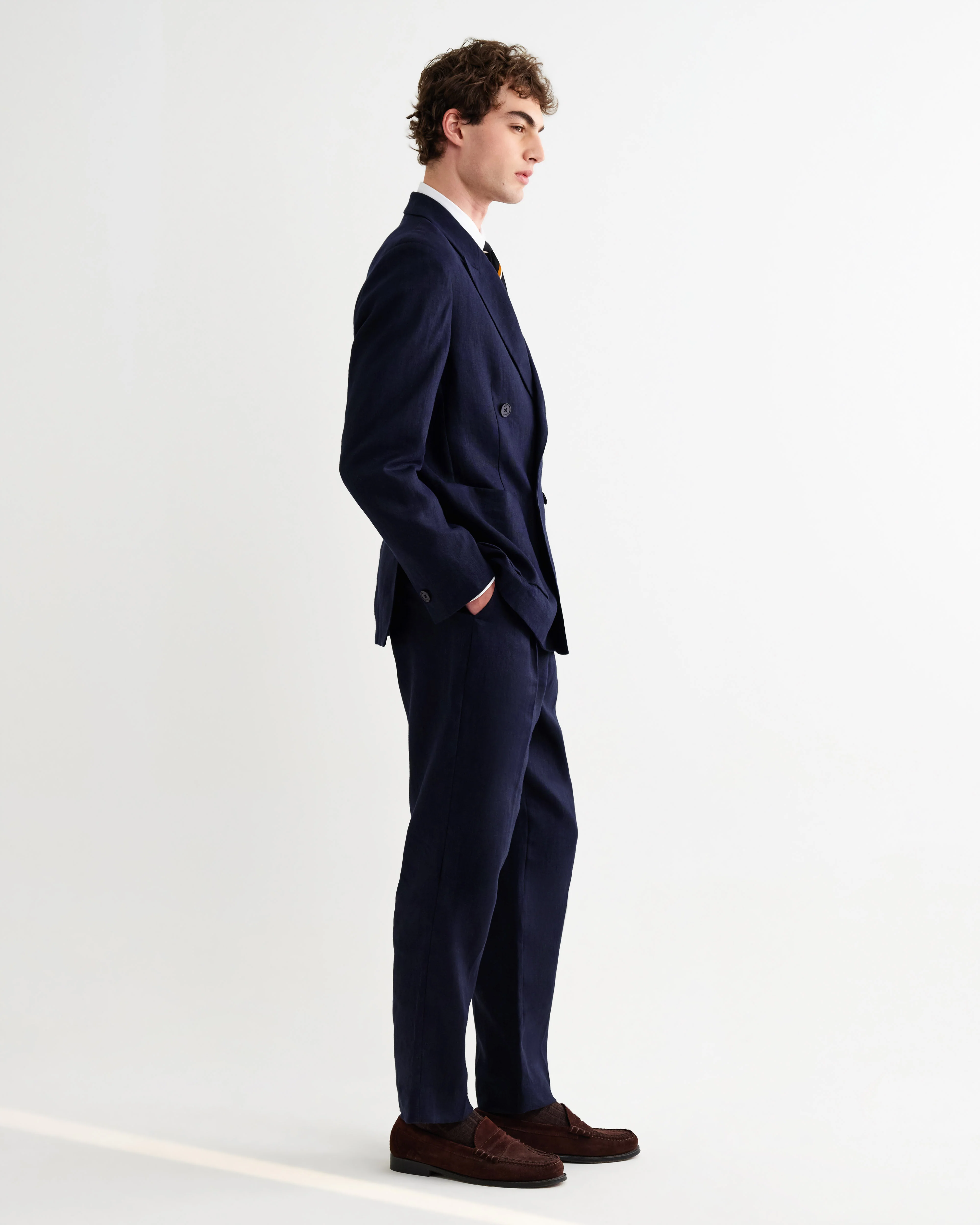 Vigo - Navy Linen Double-Breasted Blazer - Image 8