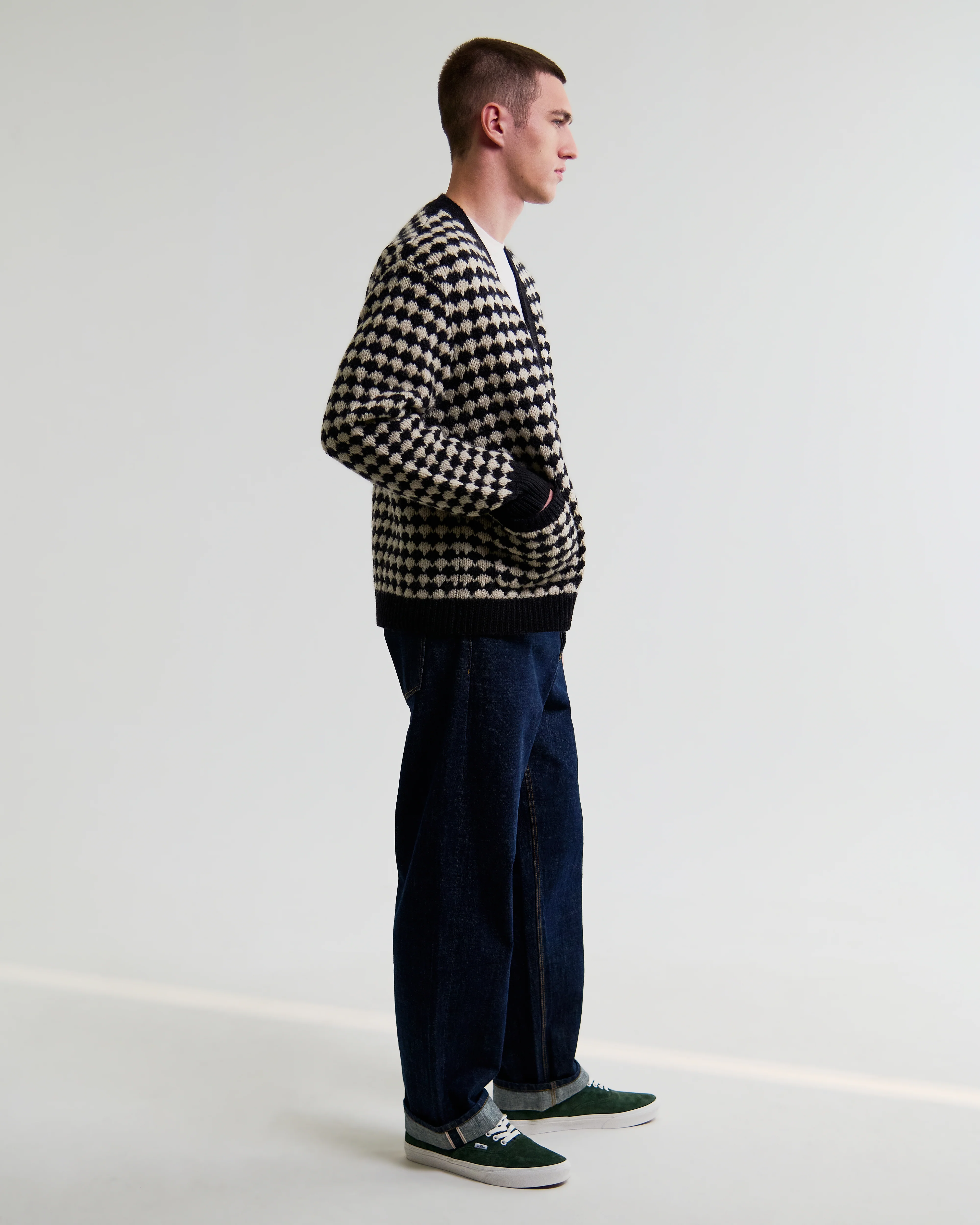 Walker - Black And Ecru Bubble Knit Cardigan - Image 5