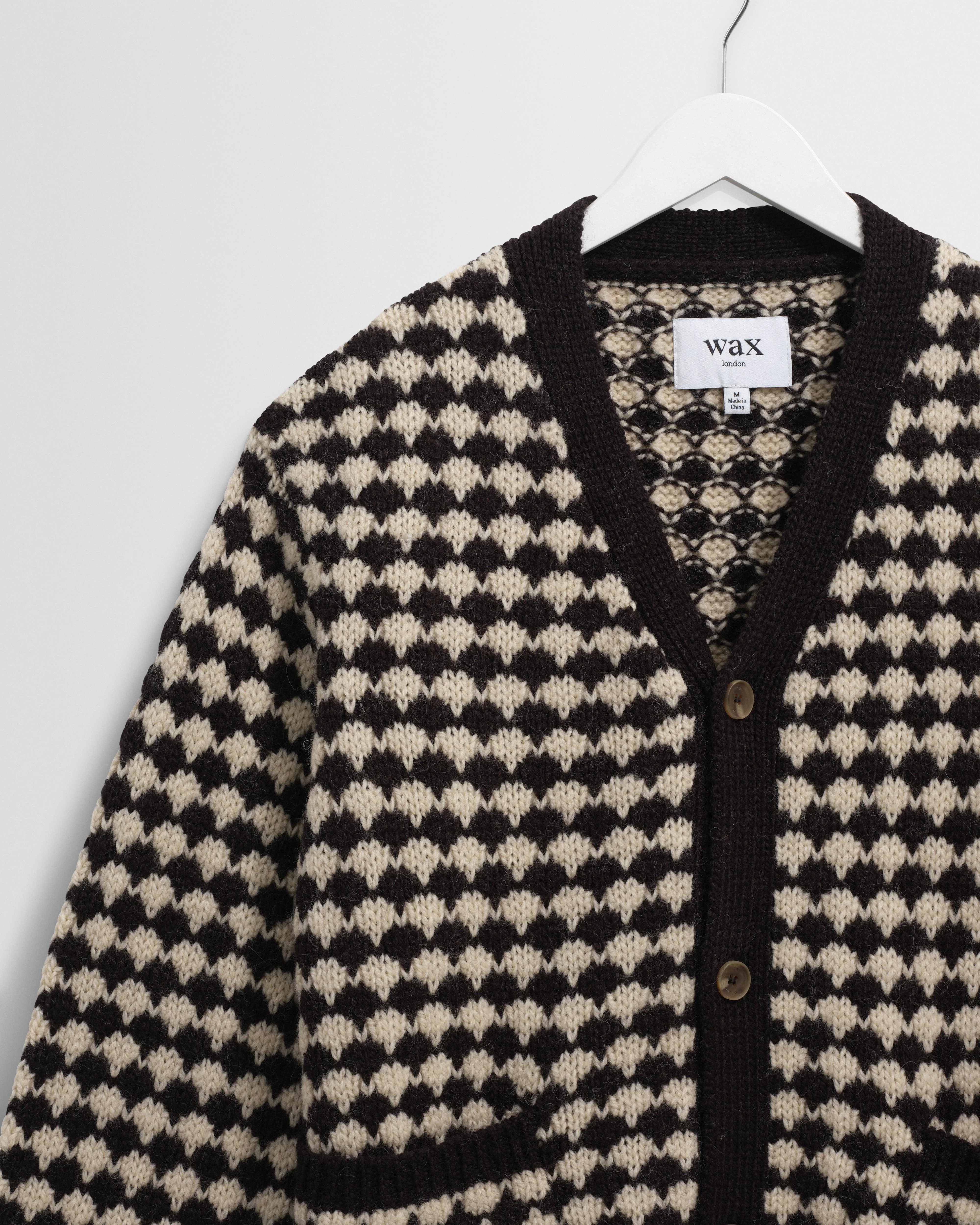 Walker - Black And Ecru Bubble Knit Cardigan - Image 7