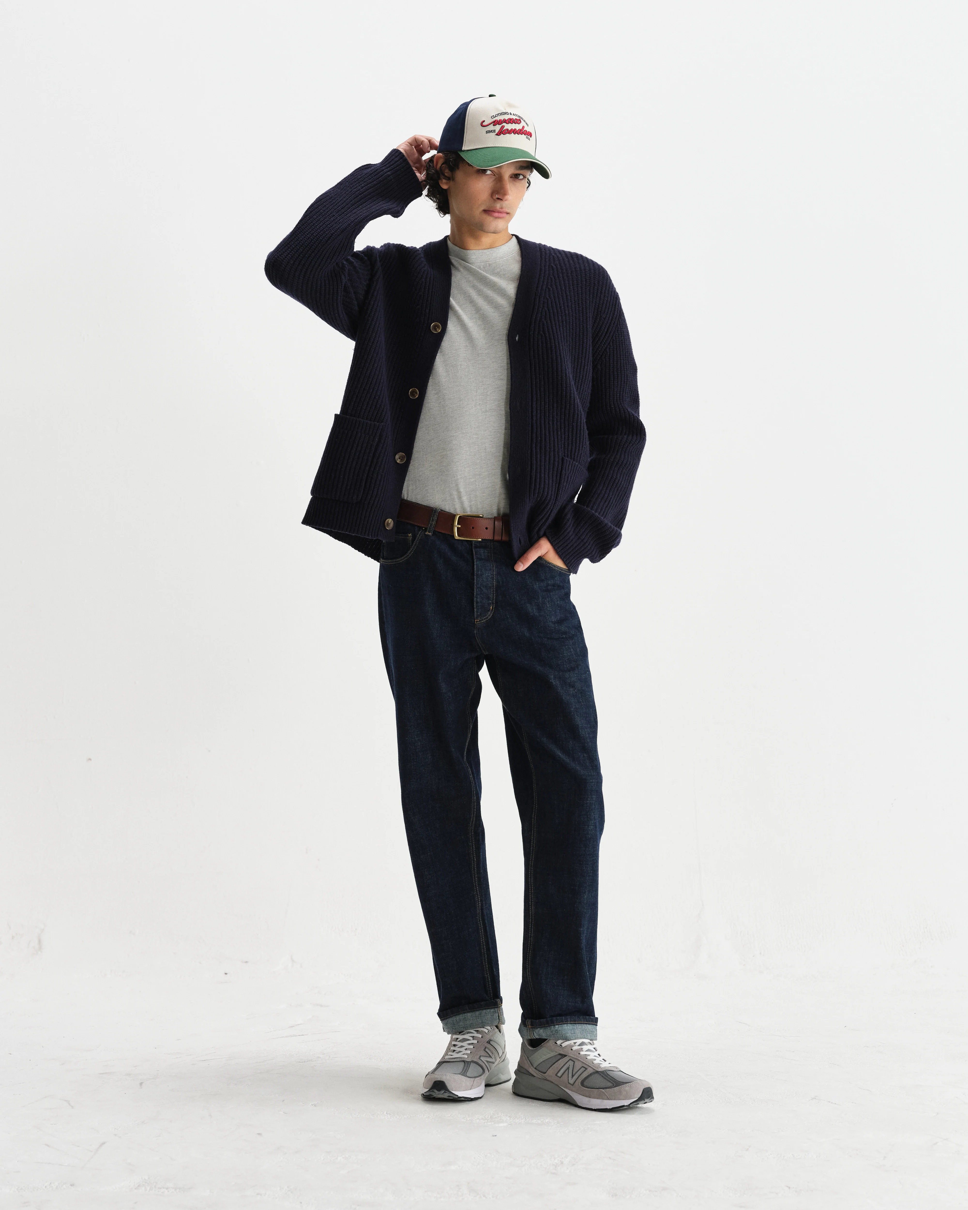 Walker - Navy Rib Stitch Knit Cardigan - Image 4