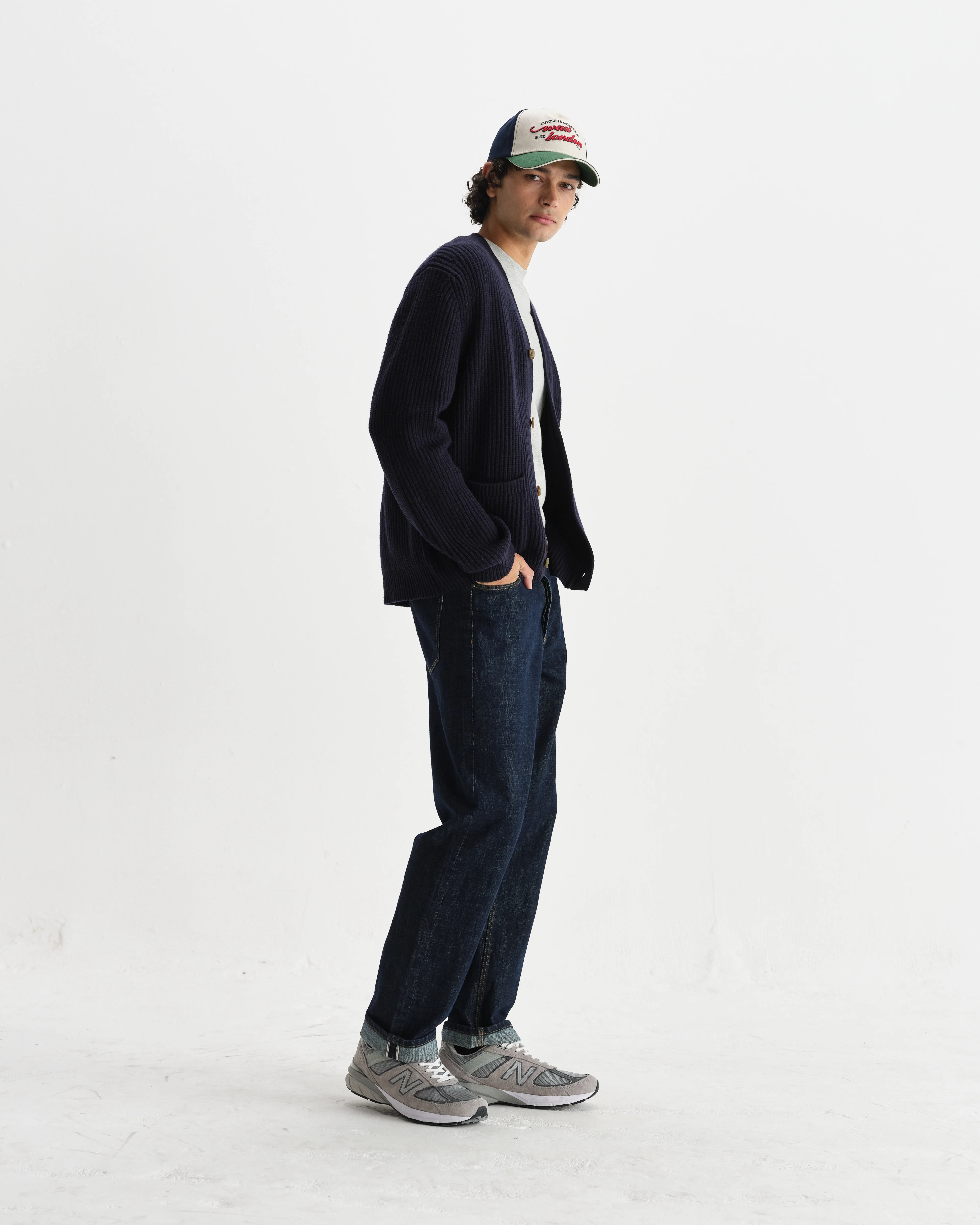 Walker - Navy Rib Stitch Knit Cardigan - Image 5