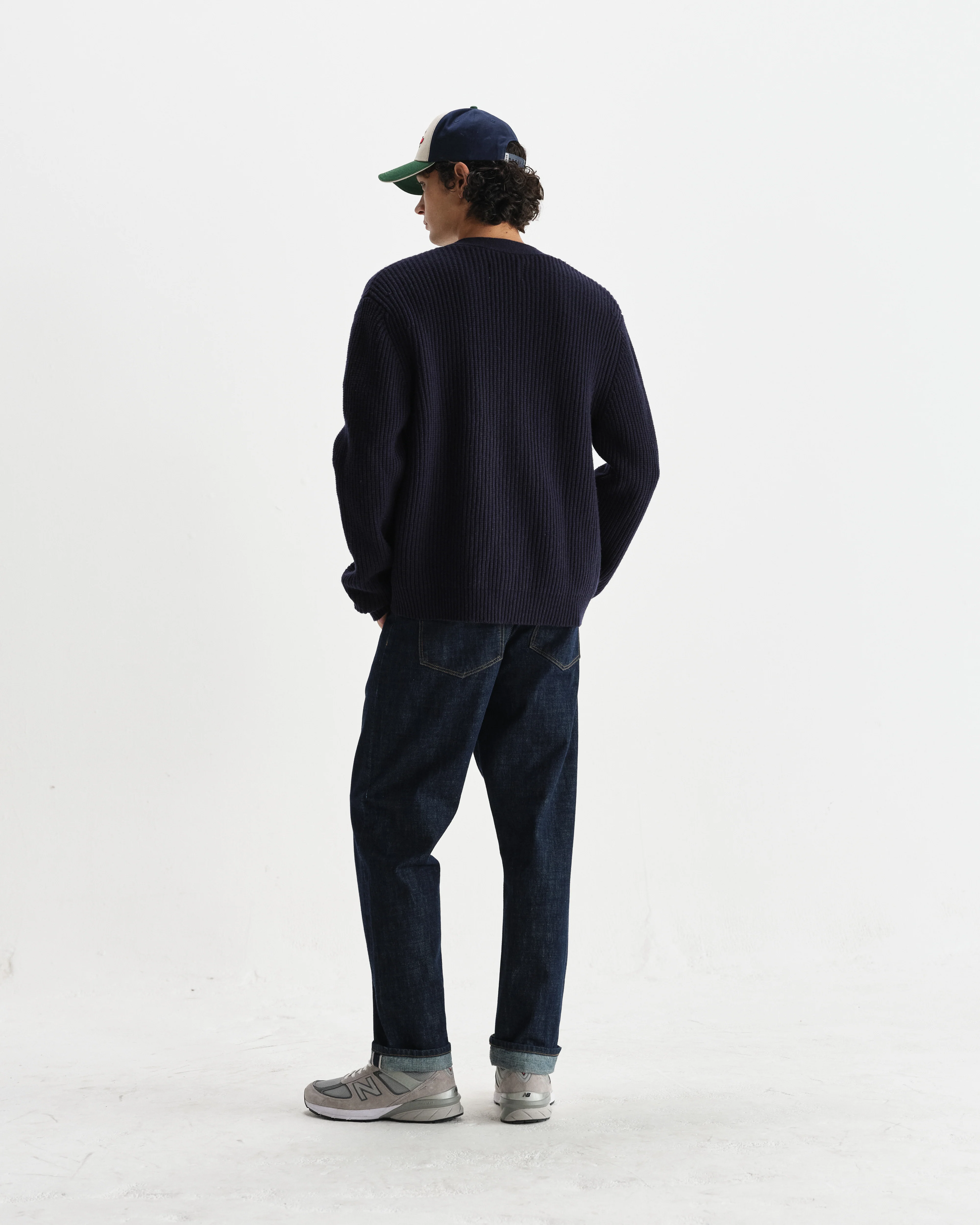 Walker - Navy Rib Stitch Knit Cardigan - Image 6