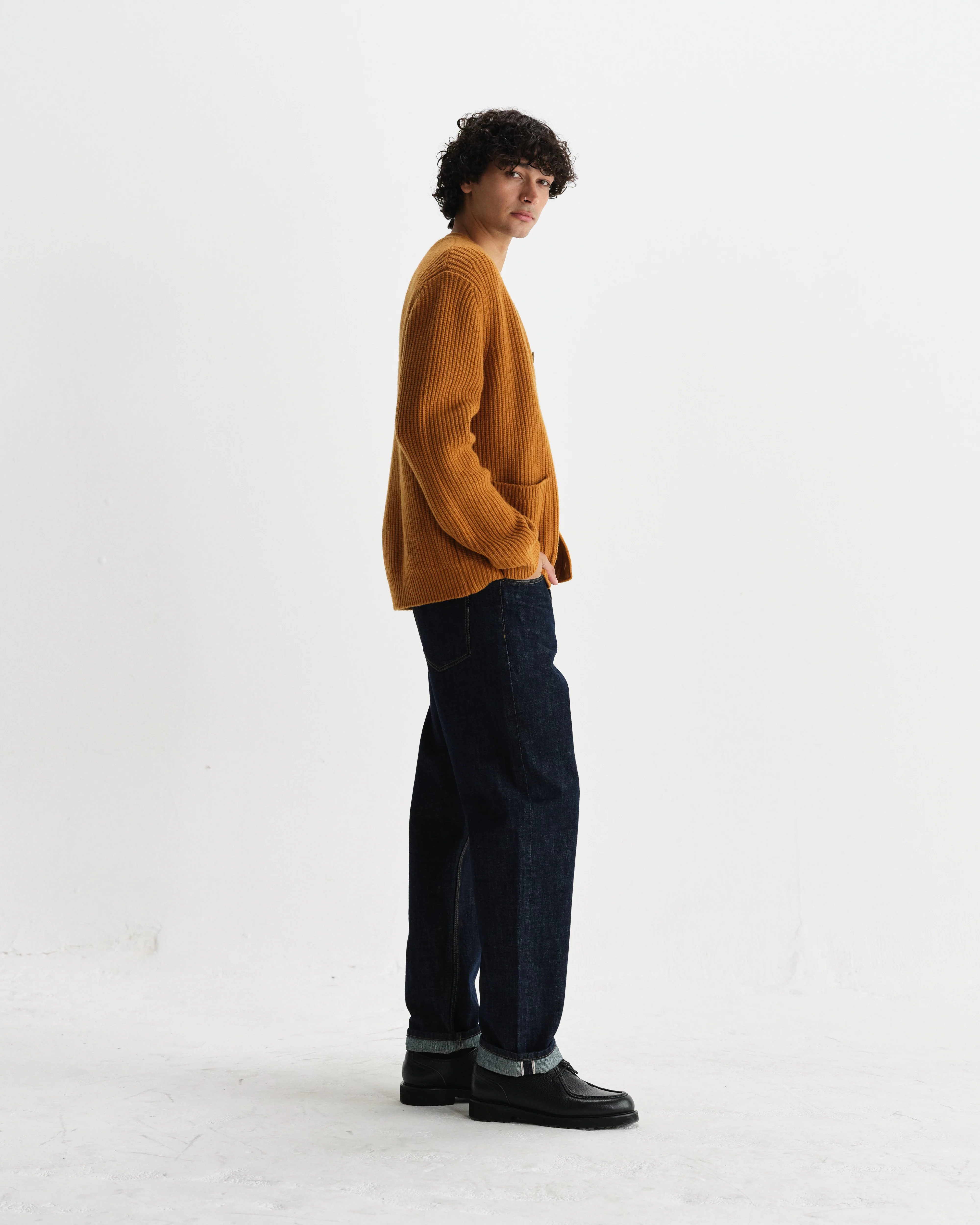 Walker - Ochre Rib Stitch Knit Cardigan - Image 5