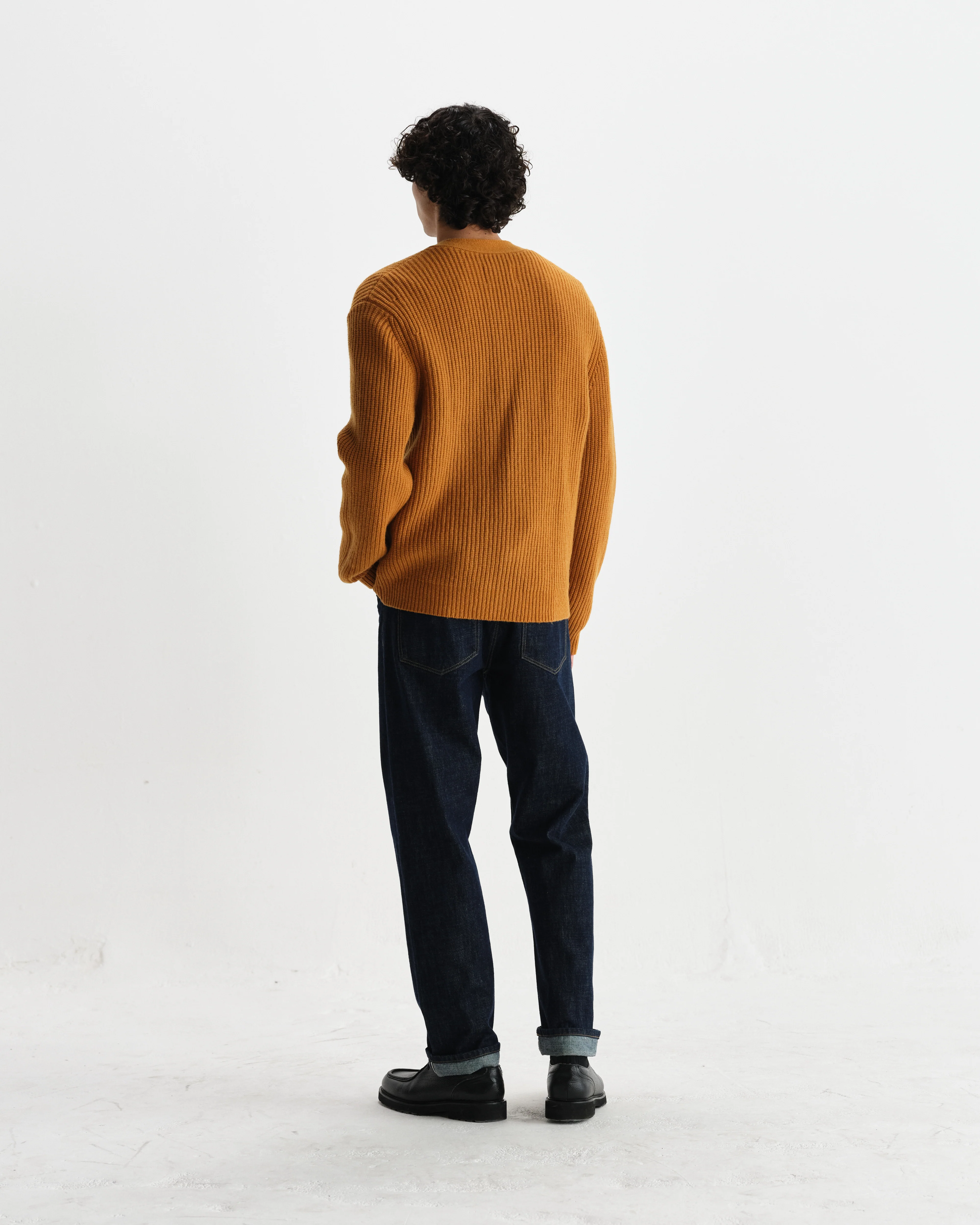 Walker - Ochre Rib Stitch Knit Cardigan - Image 6