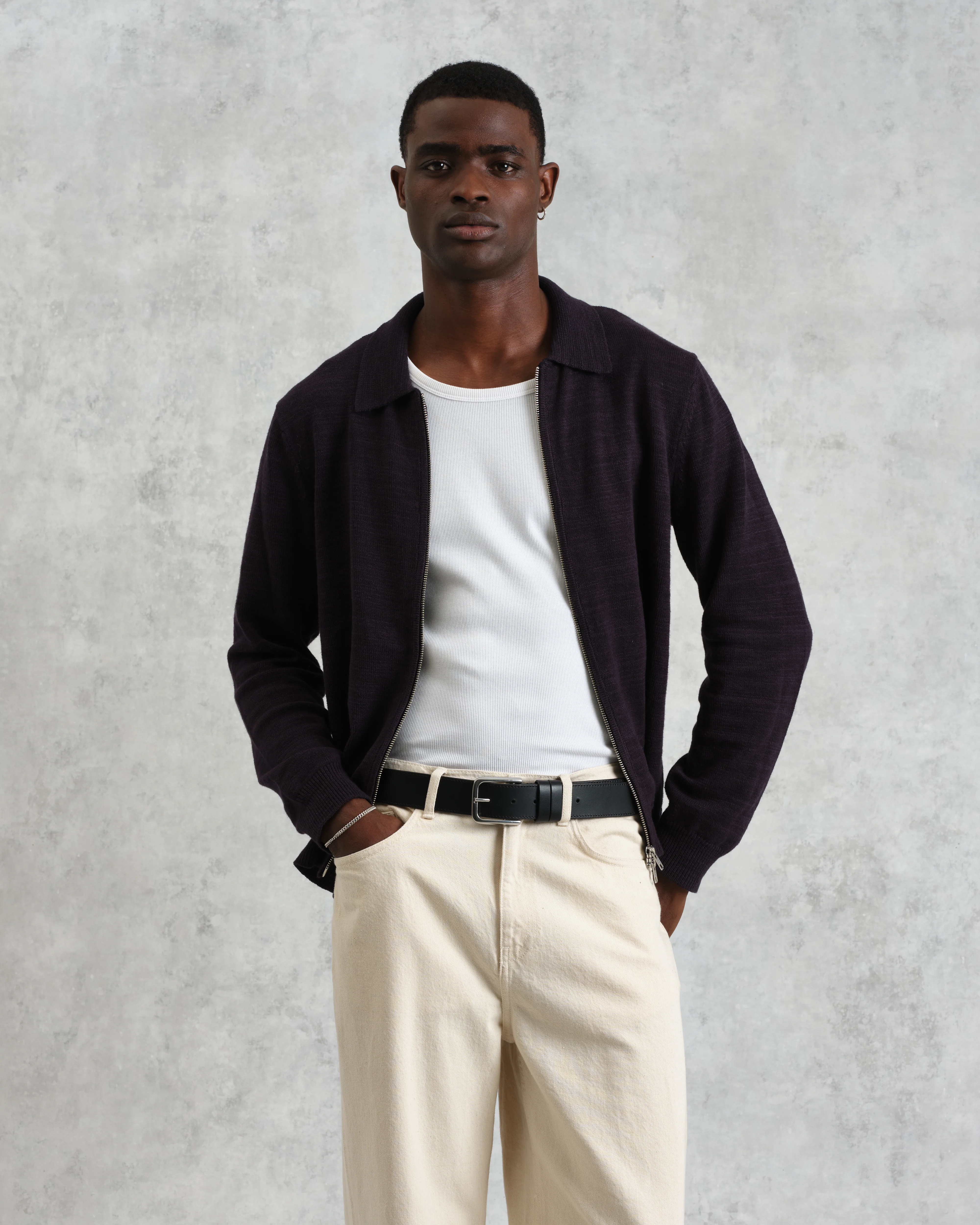 Wayfarer - Navy Slub Cotton-Linen Cardigan - Image 2