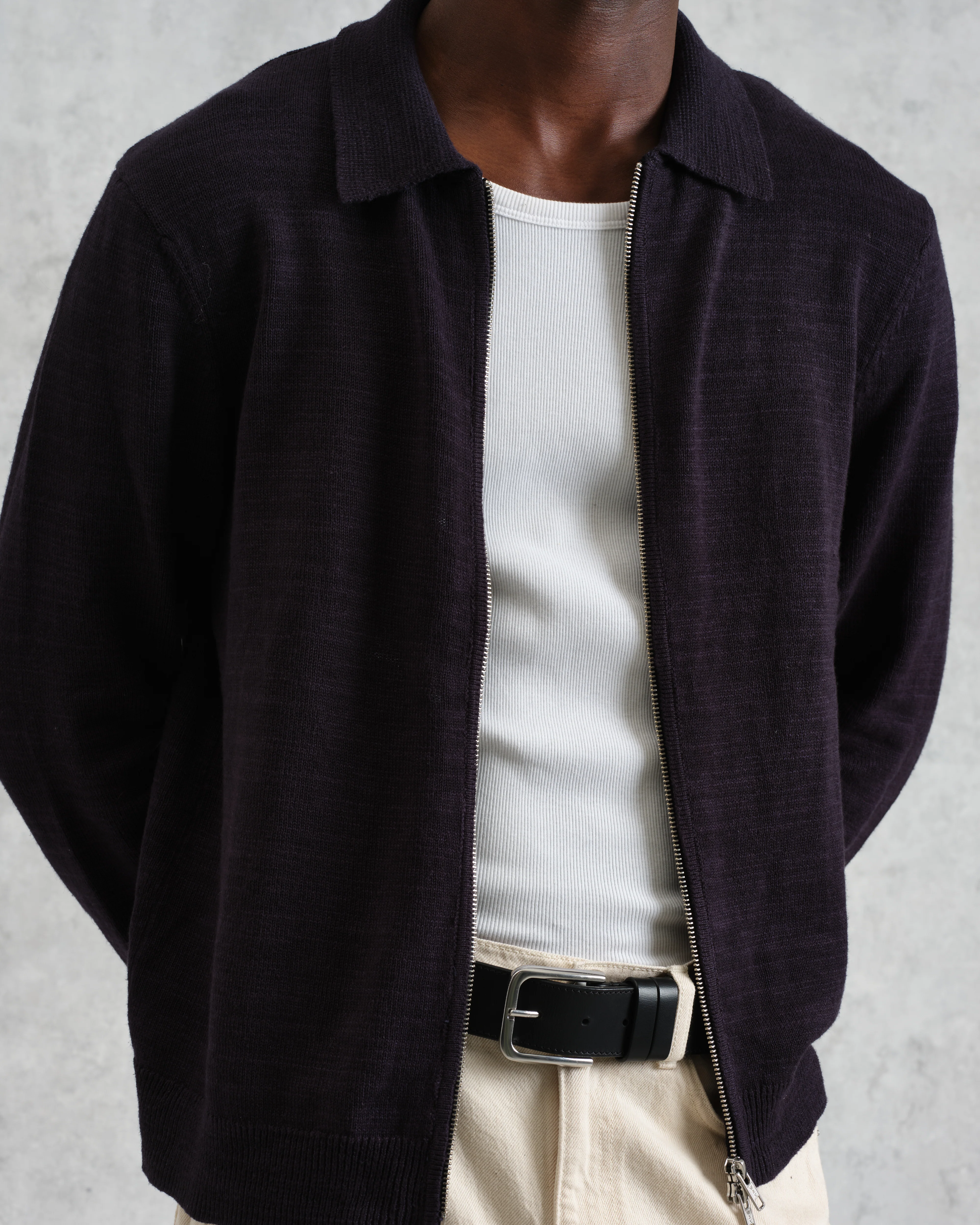 Wayfarer - Navy Slub Cotton-Linen Cardigan - Image 5