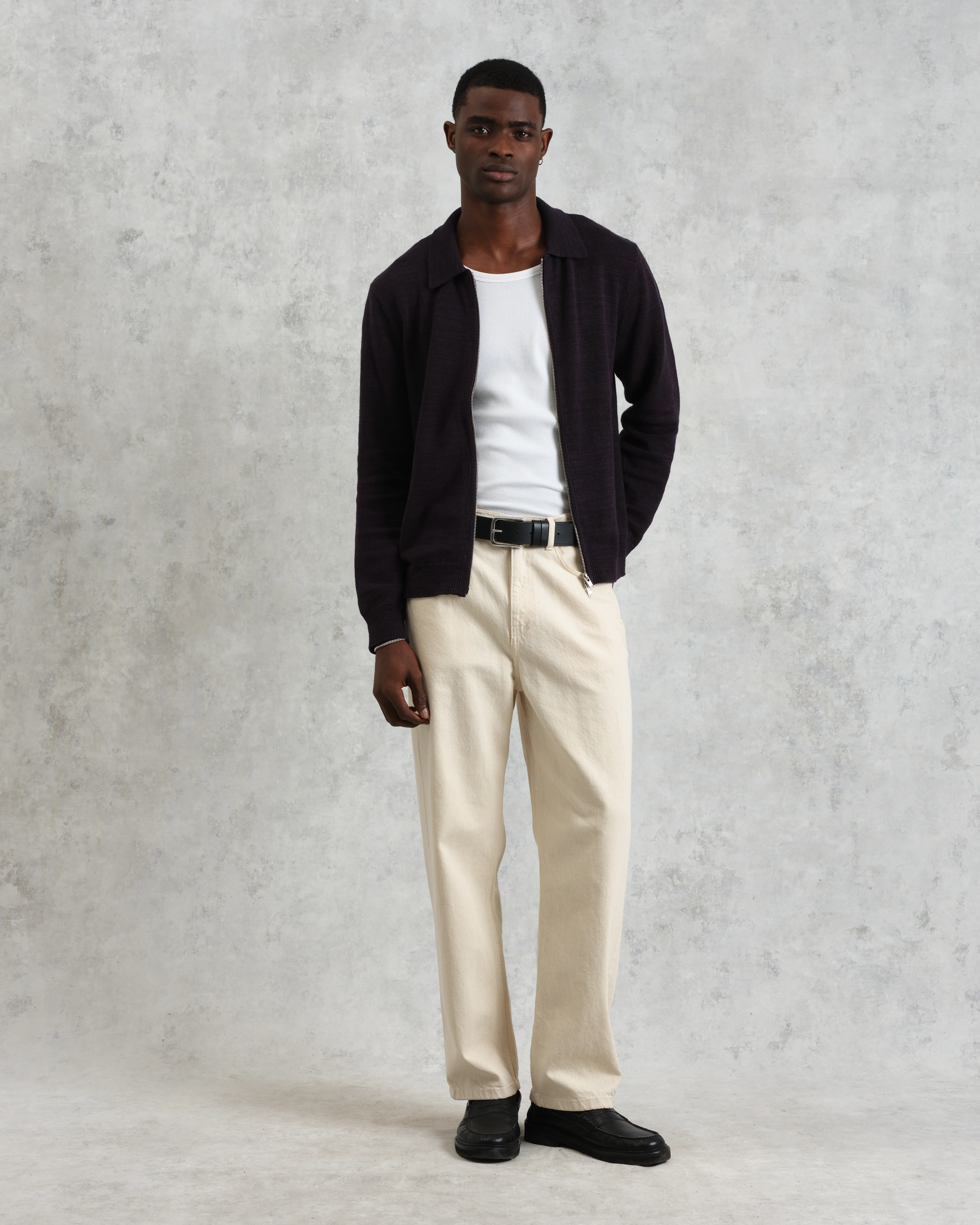 Wayfarer - Navy Slub Cotton-Linen Cardigan - Image 6