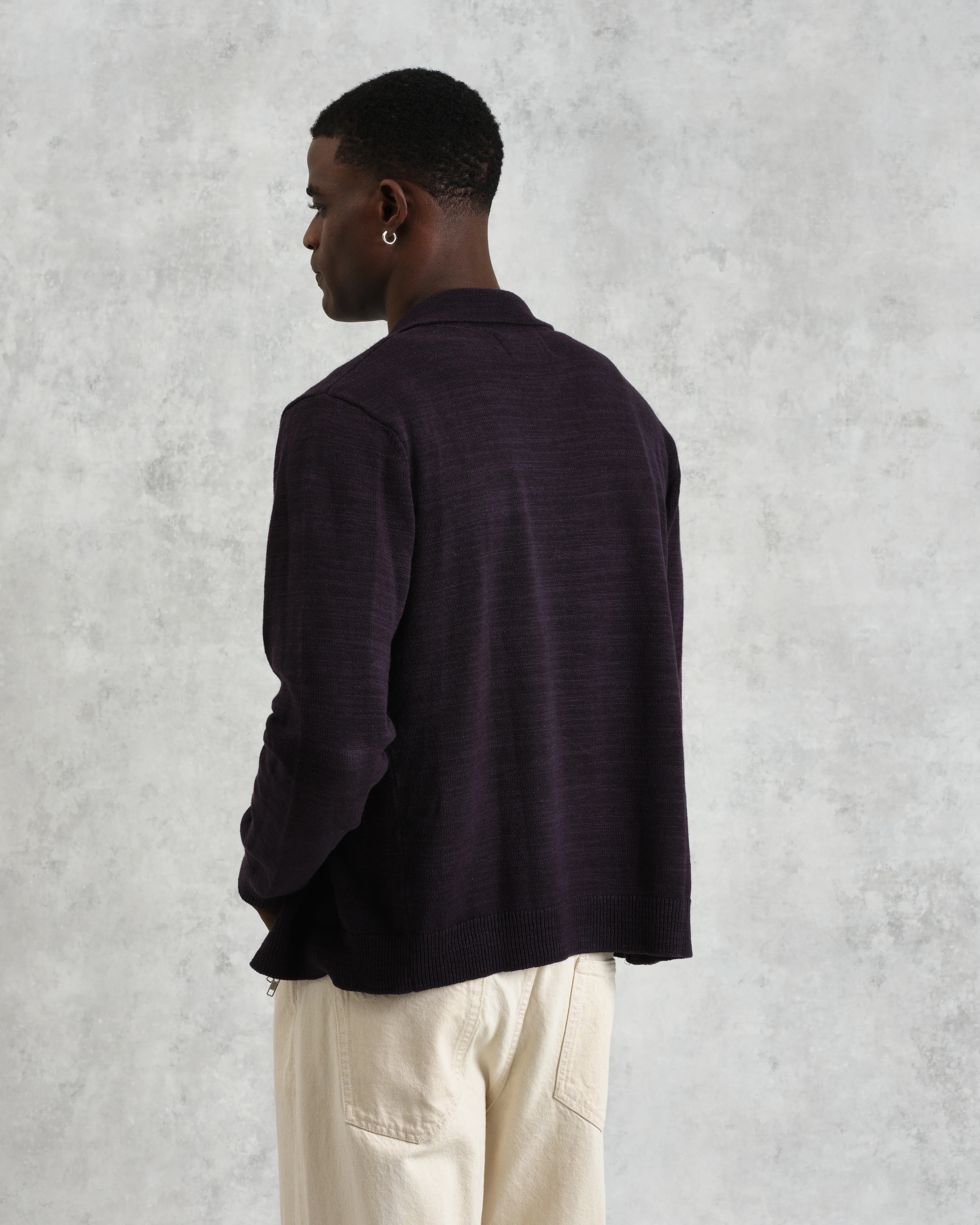 Wayfarer - Navy Slub Cotton-Linen Cardigan - Image 9