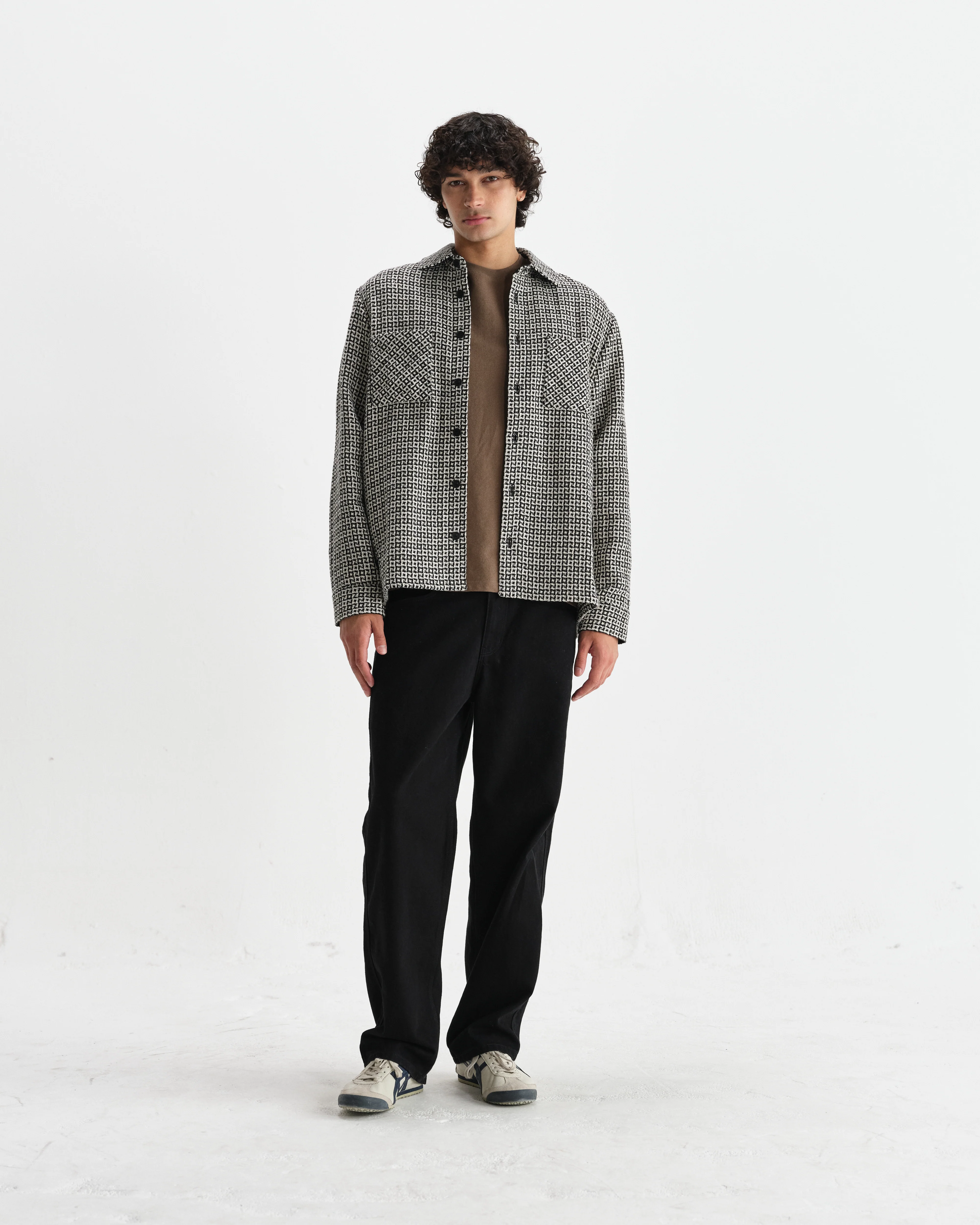 Whiting - Black And Ecru Dizzy Weave Overshirt - Image 4