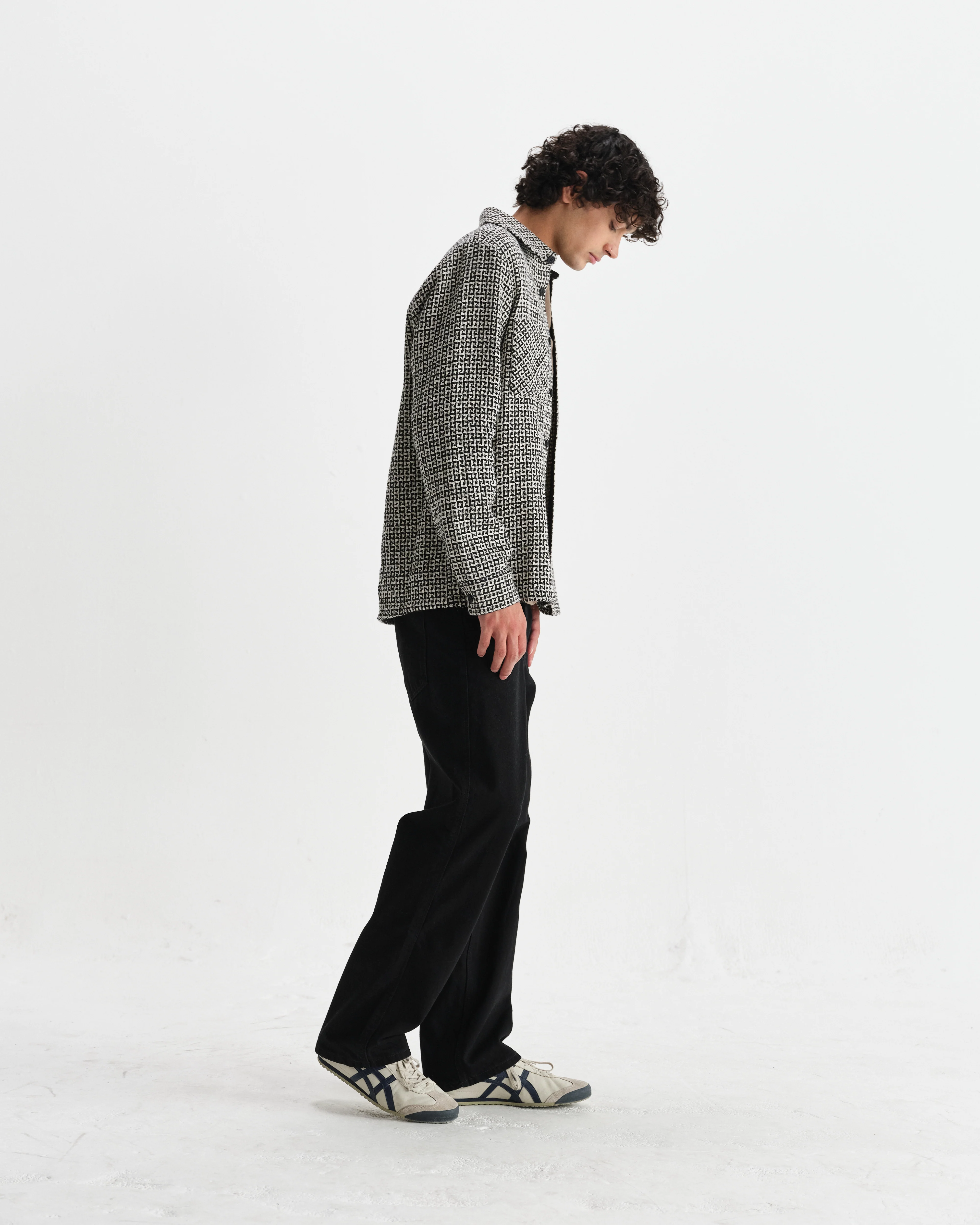 Whiting - Black And Ecru Dizzy Weave Overshirt - Image 5
