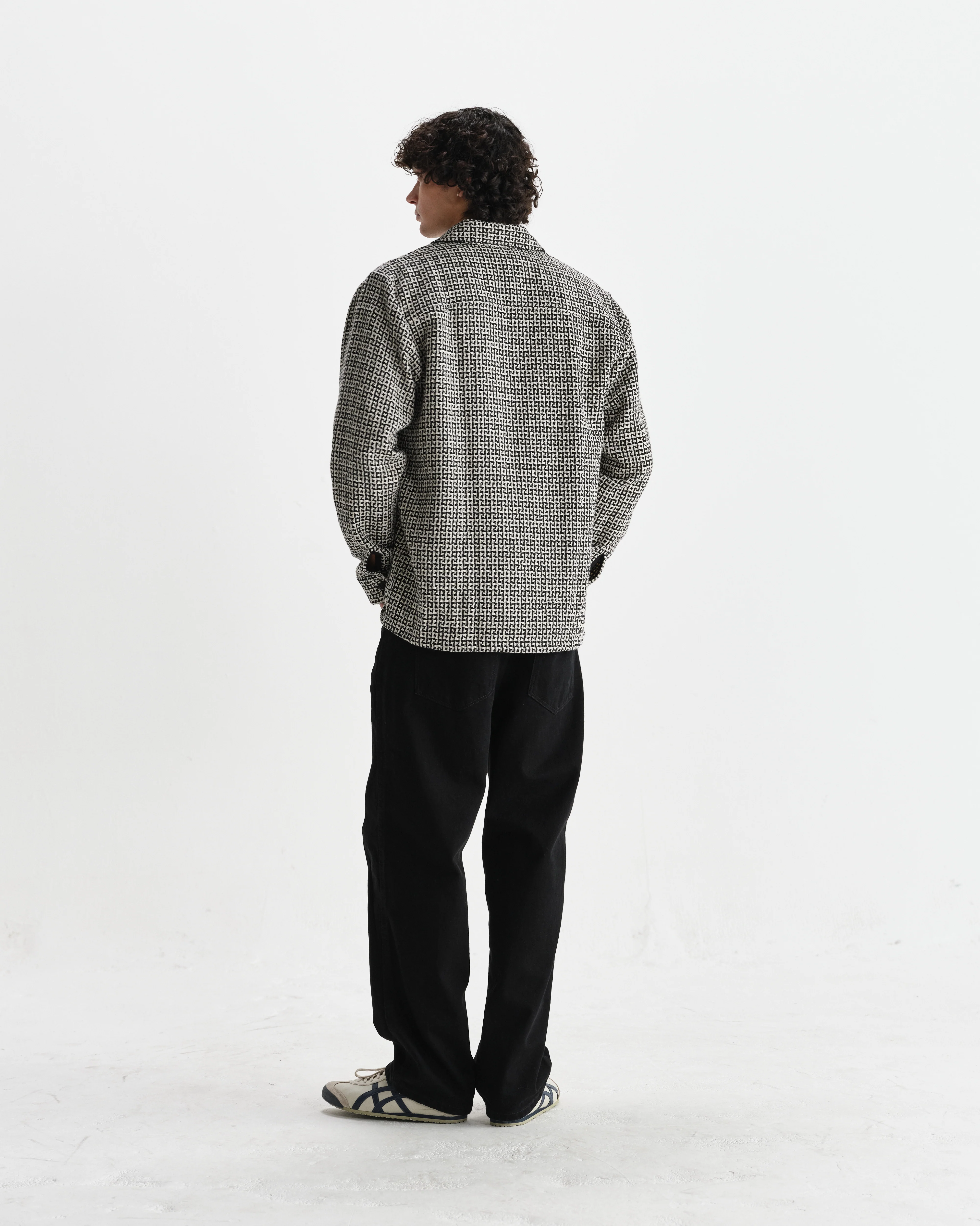 Whiting - Black And Ecru Dizzy Weave Overshirt - Image 6