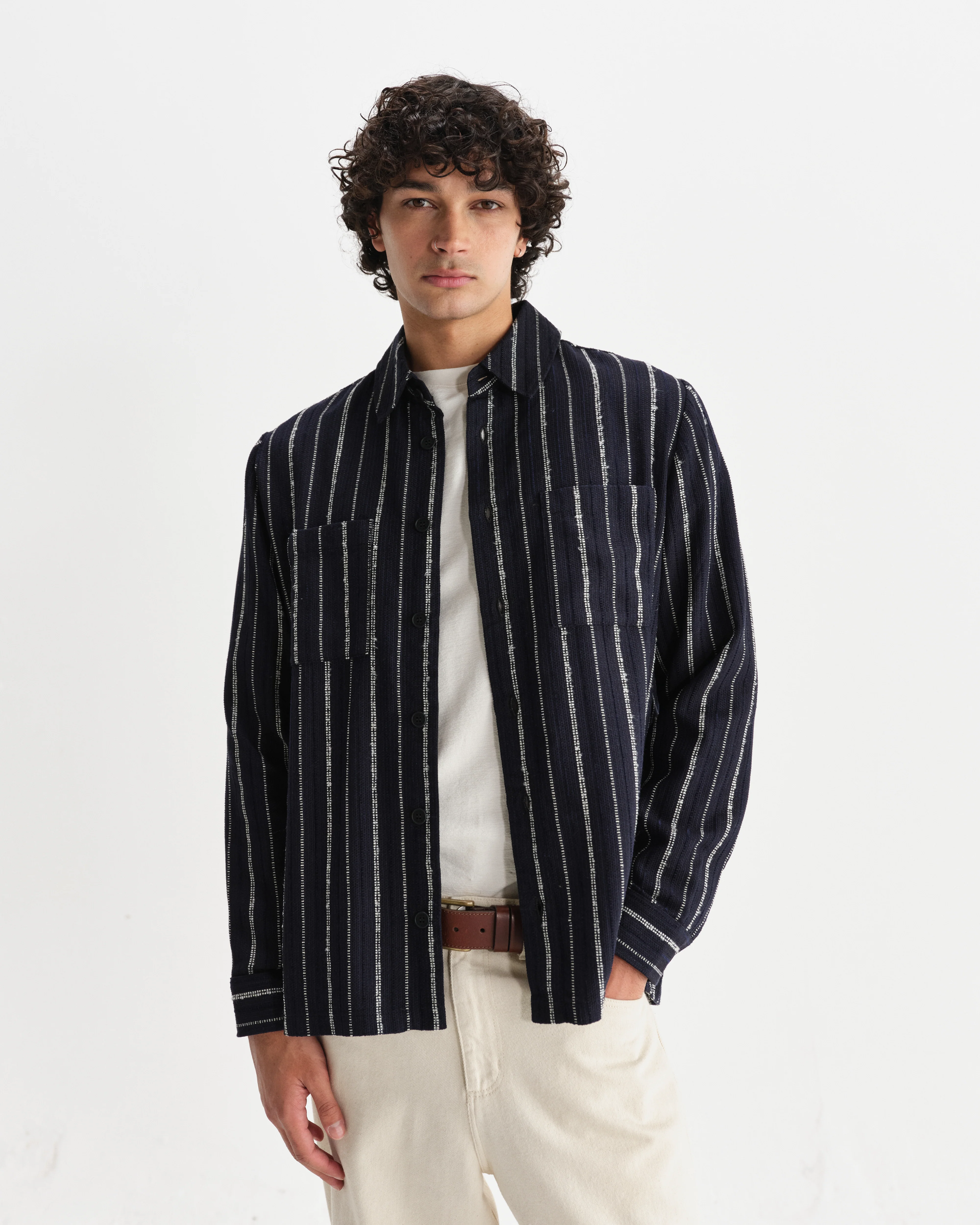 Whiting - Black And Ecru Radical Stripe Overshirt - Image 2