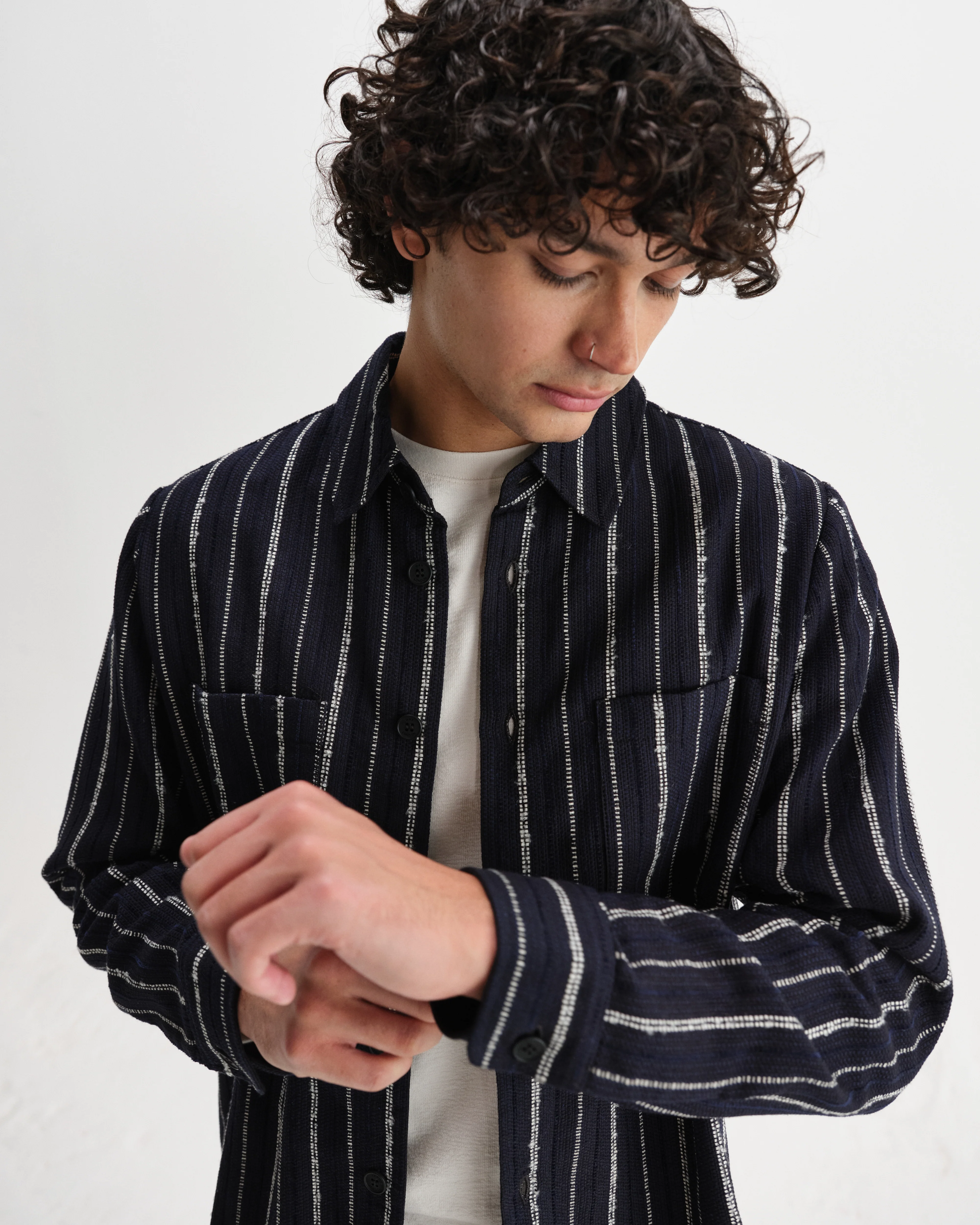 Whiting - Black And Ecru Radical Stripe Overshirt - Image 3