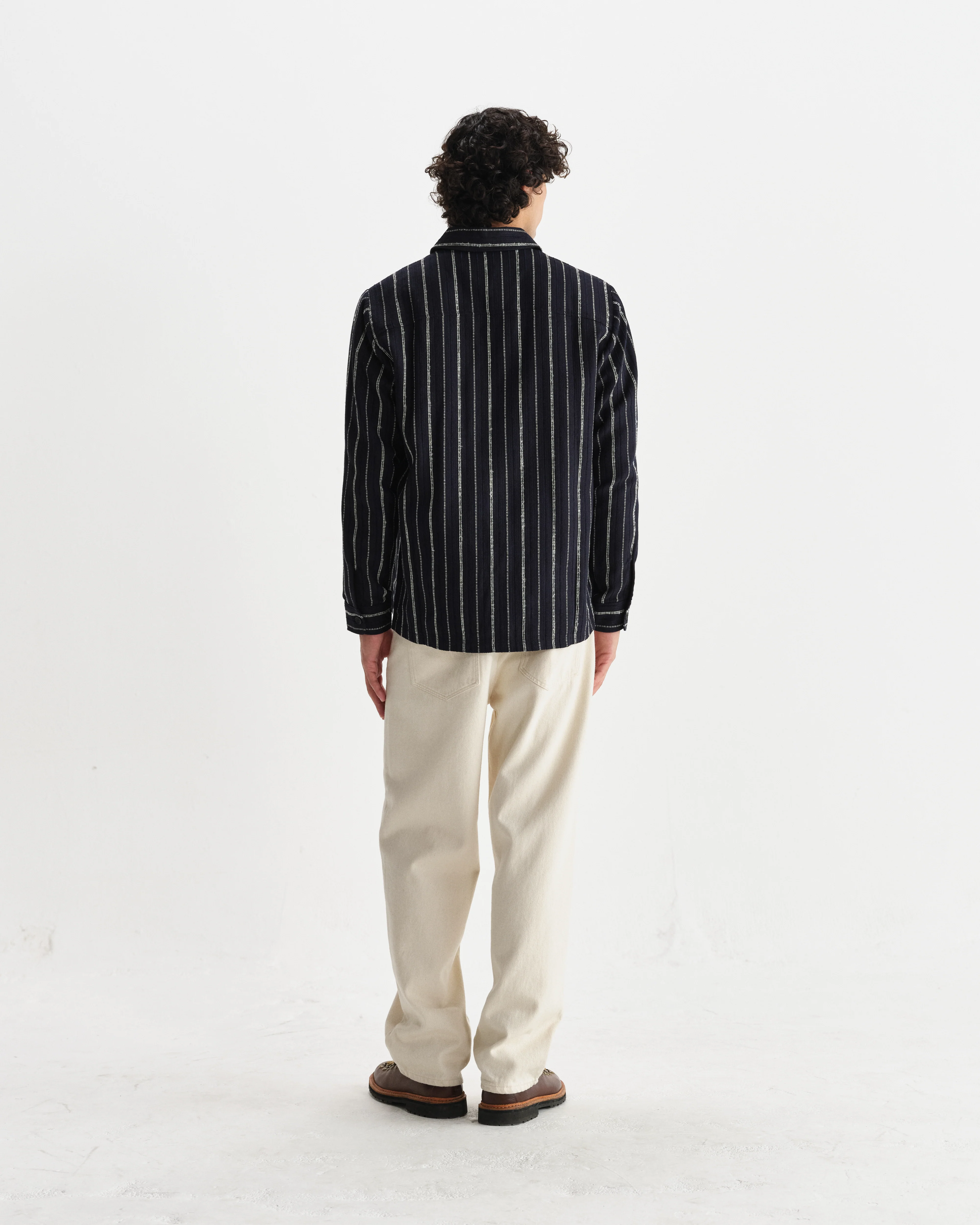 Whiting - Black And Ecru Radical Stripe Overshirt - Image 5