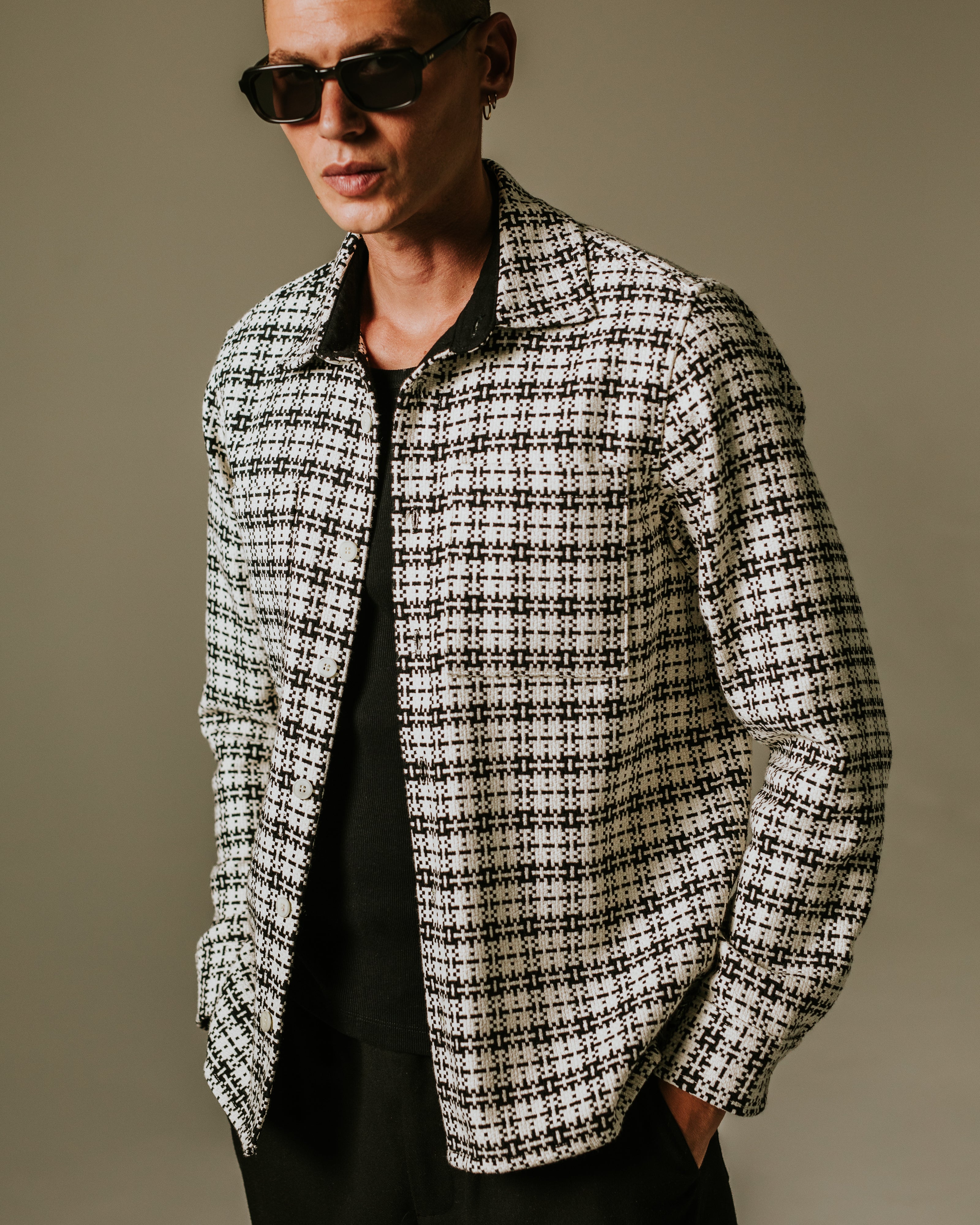 Whiting - Black And Ecru Yard Check Overshirt - Image 2