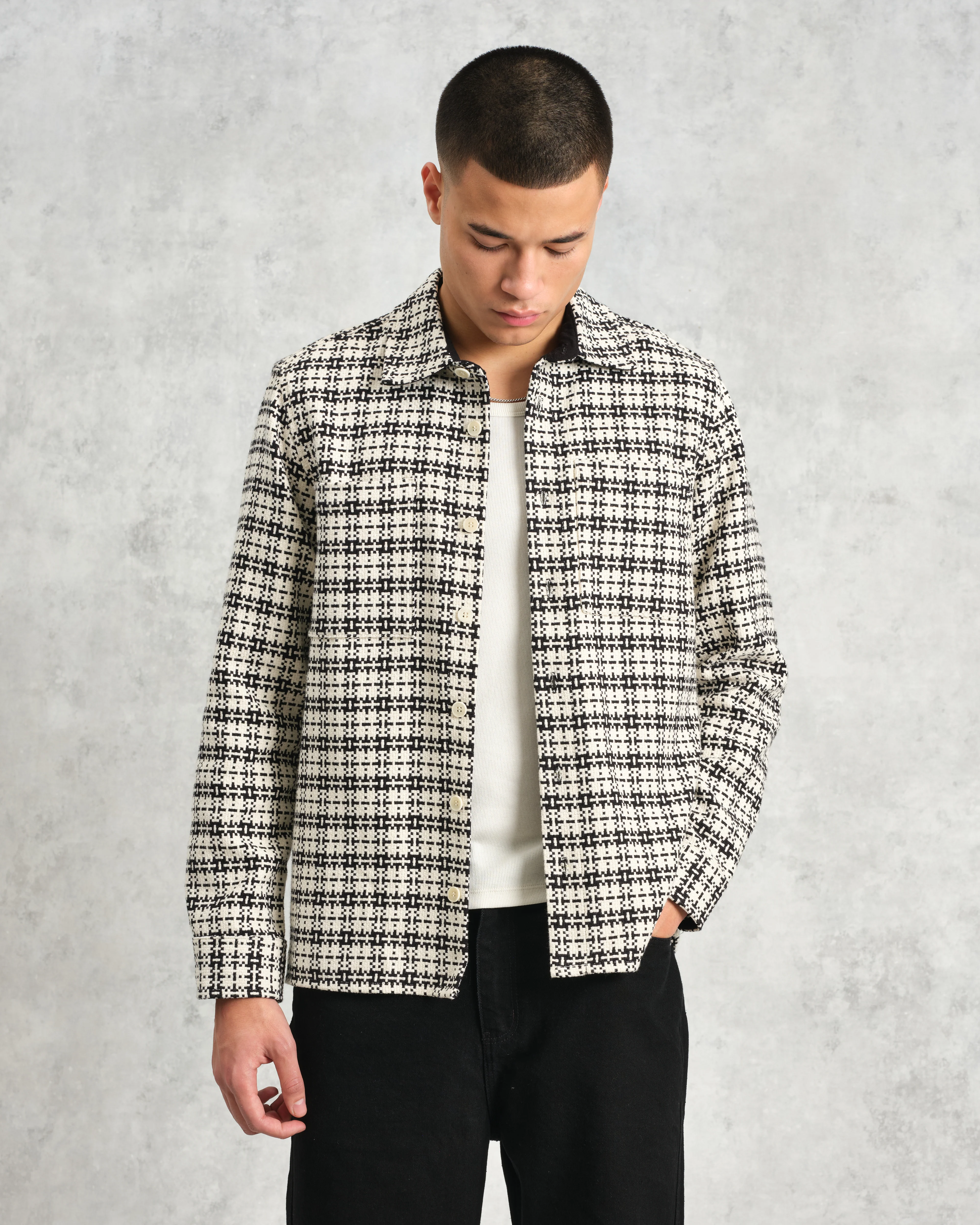 Whiting - Black And Ecru Yard Check Overshirt - Image 3