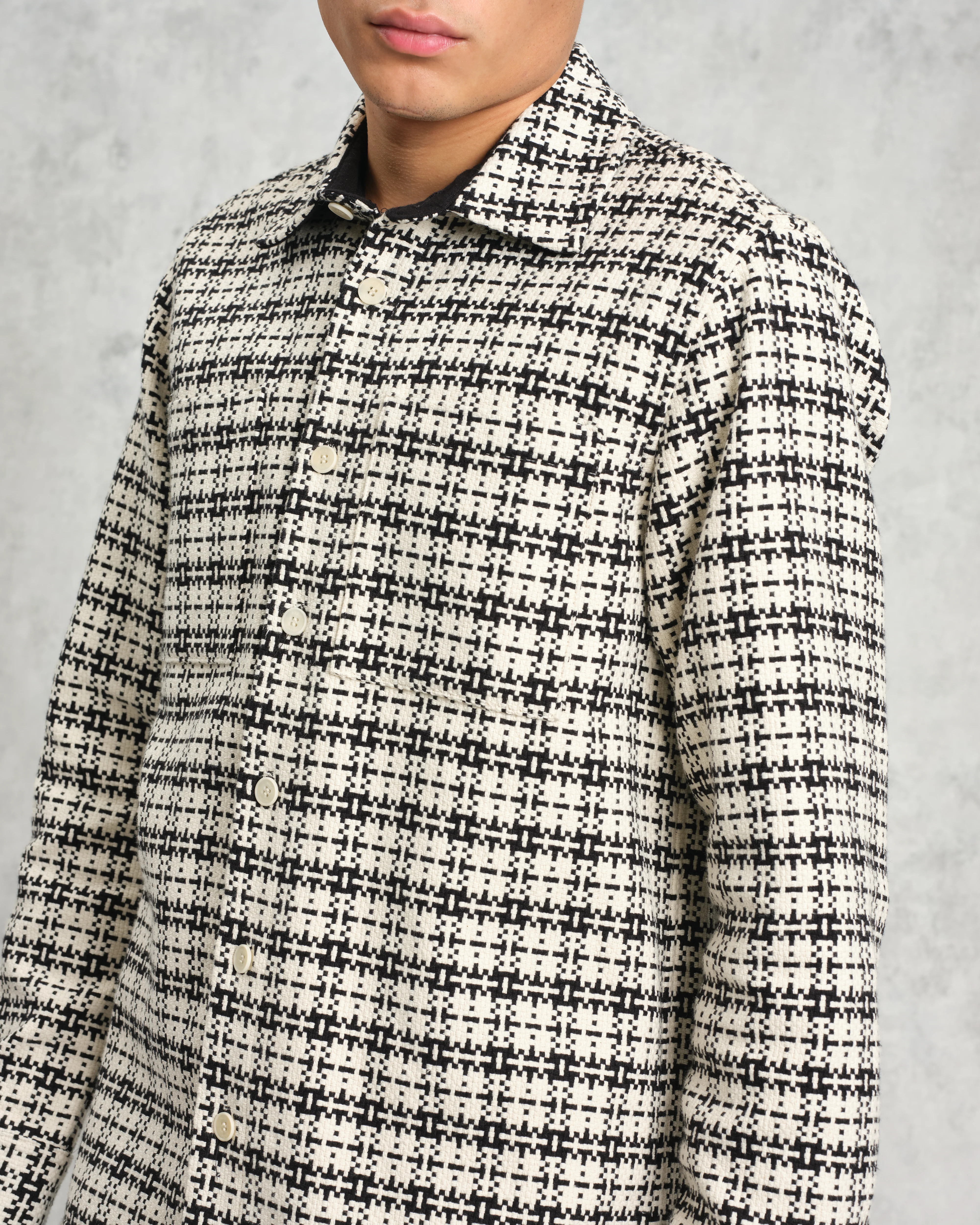 Whiting - Black And Ecru Yard Check Overshirt - Image 4