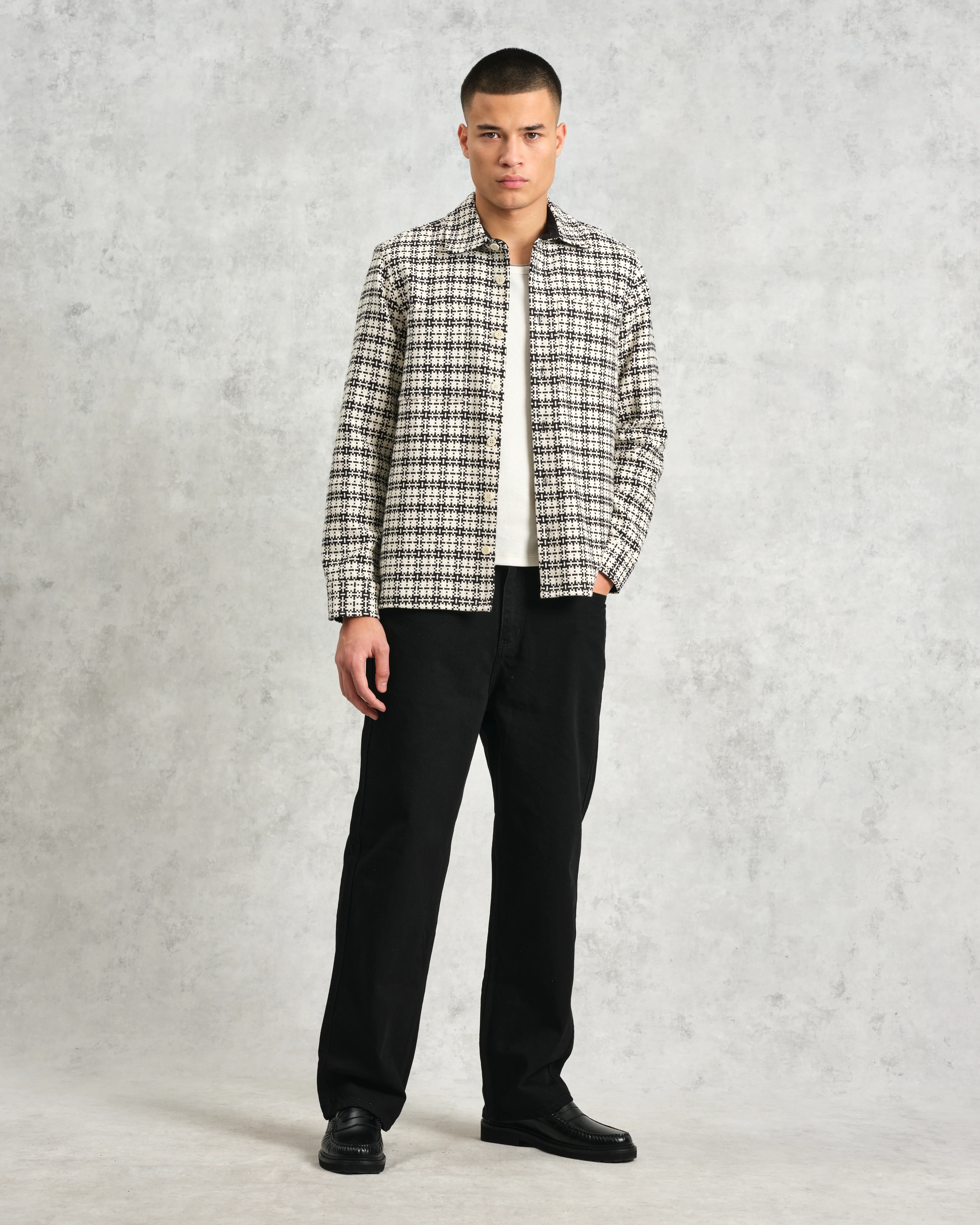 Whiting - Black And Ecru Yard Check Overshirt - Image 5