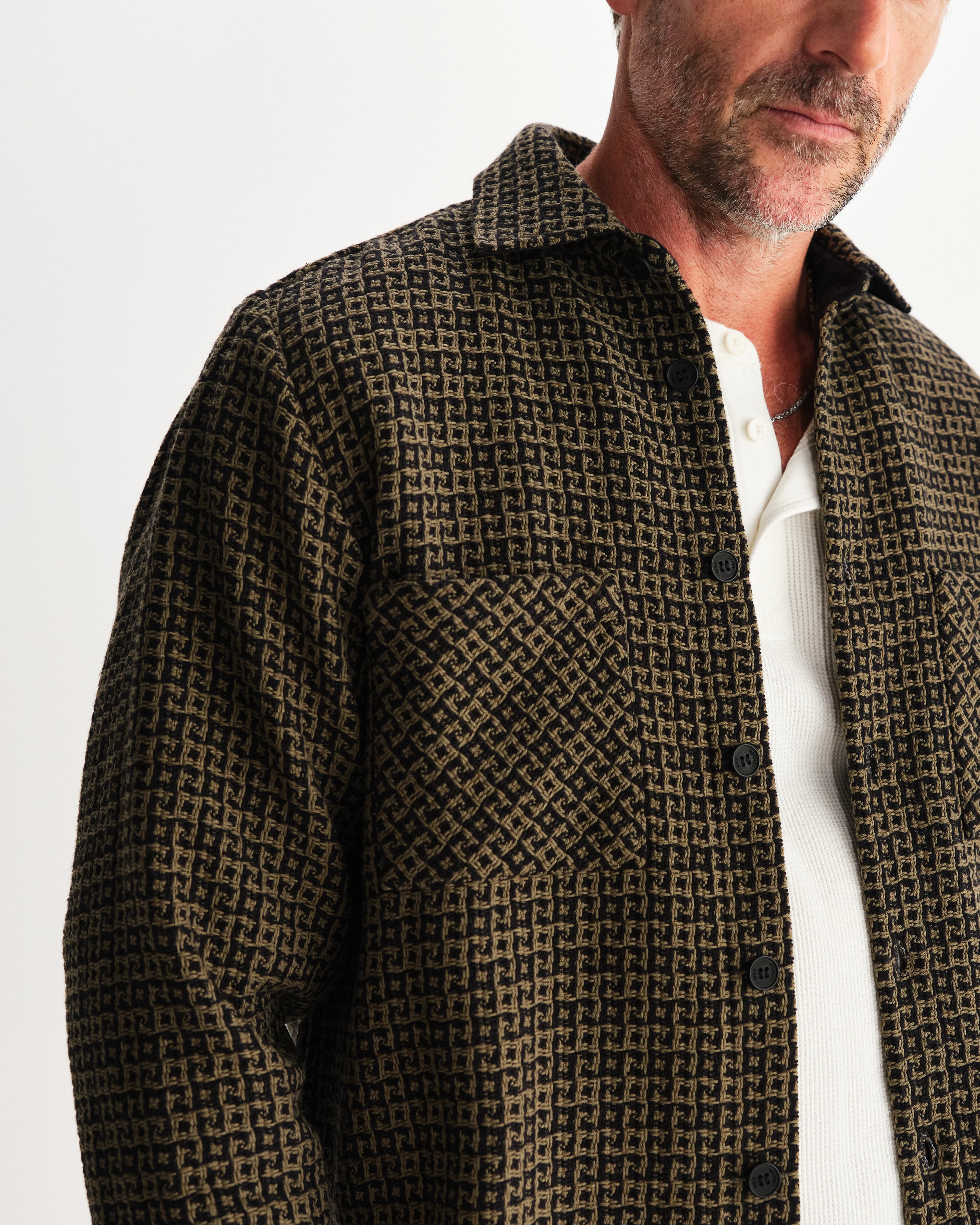 Whiting - Black And Khaki Dizzy Weave Overshirt - Image 3