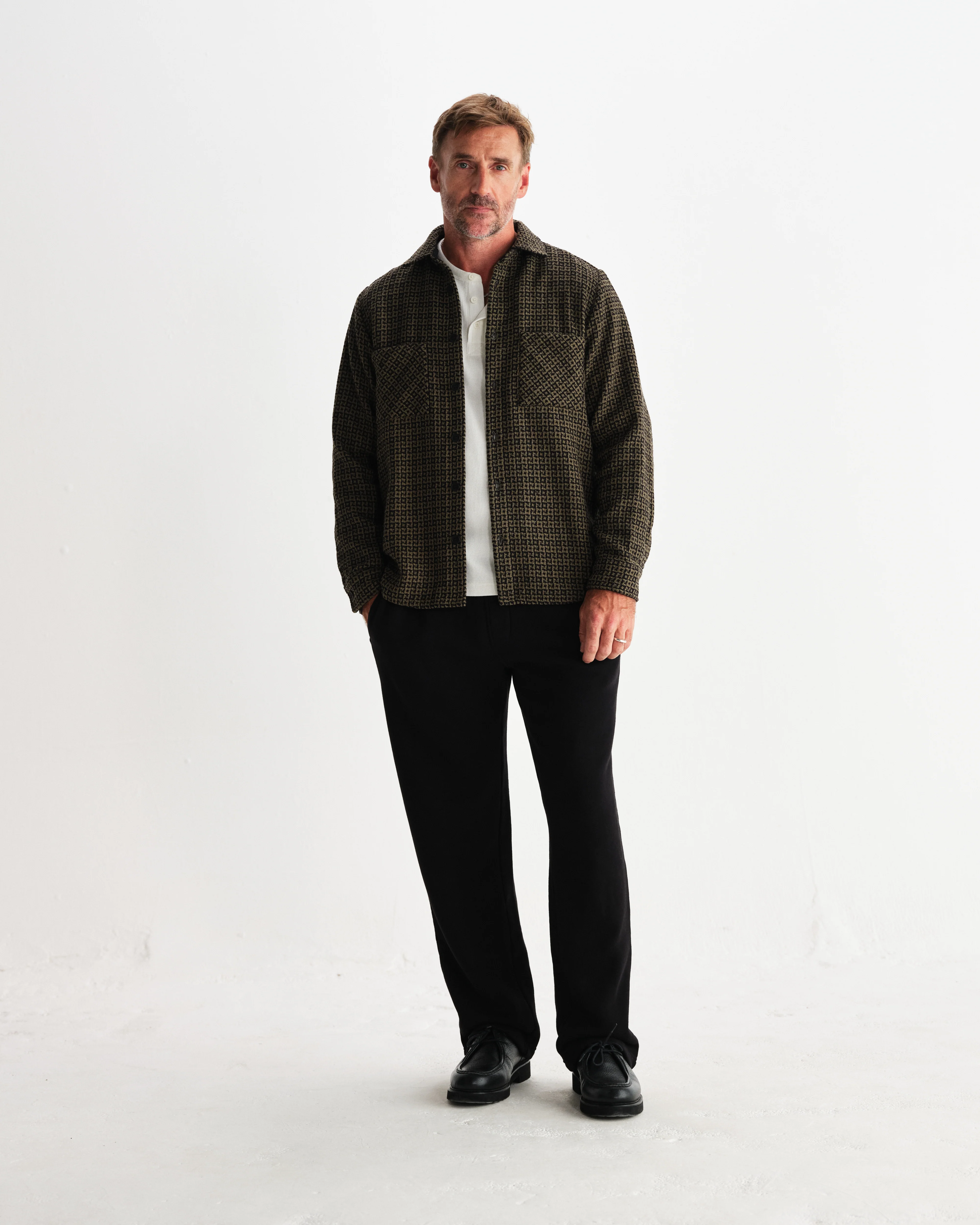 Whiting - Black And Khaki Dizzy Weave Overshirt - Image 4