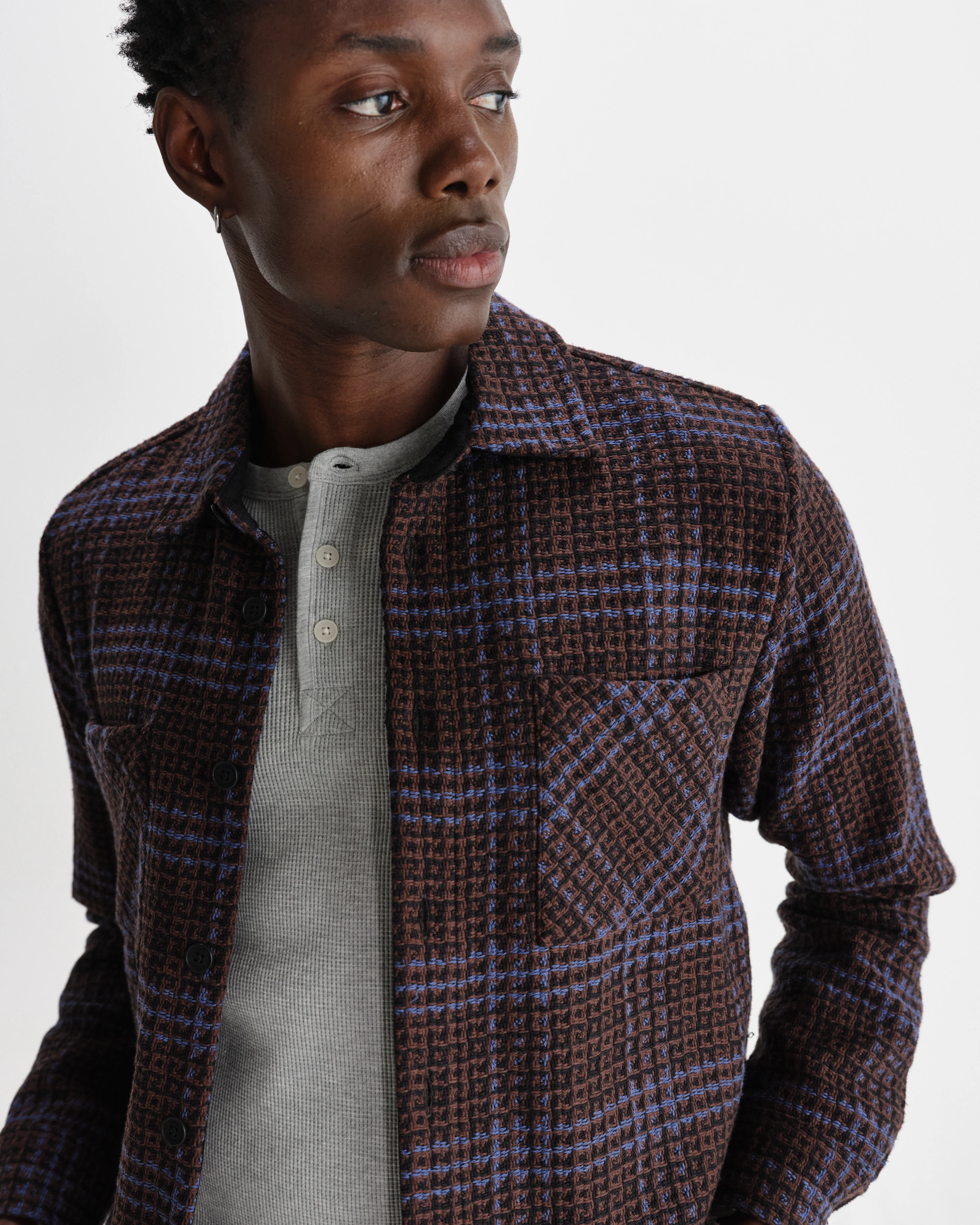 Whiting - Brown And Blue Skate Check Overshirt - Image 3