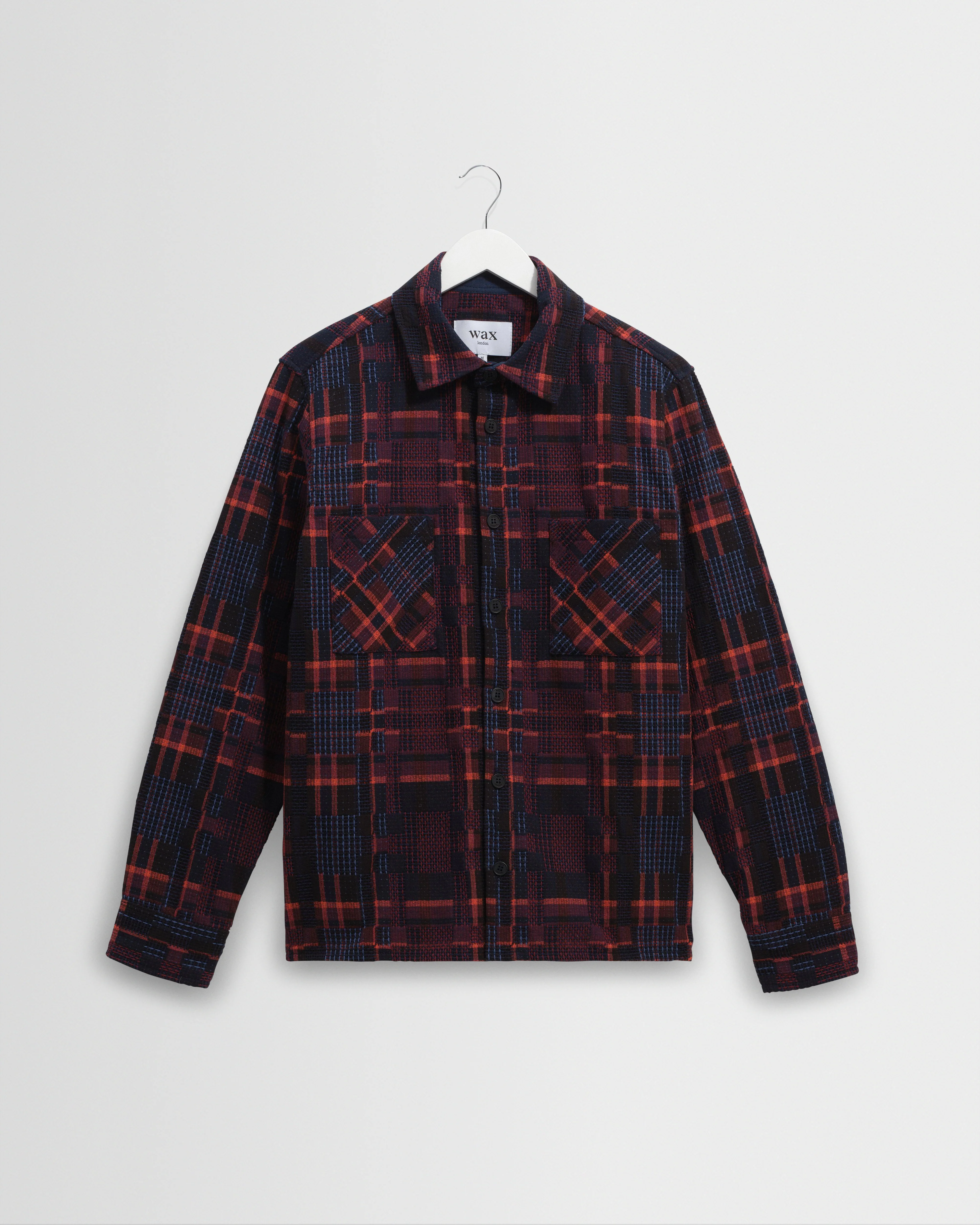 Whiting - Burgundy And Multicolour Glitch Check Overshirt